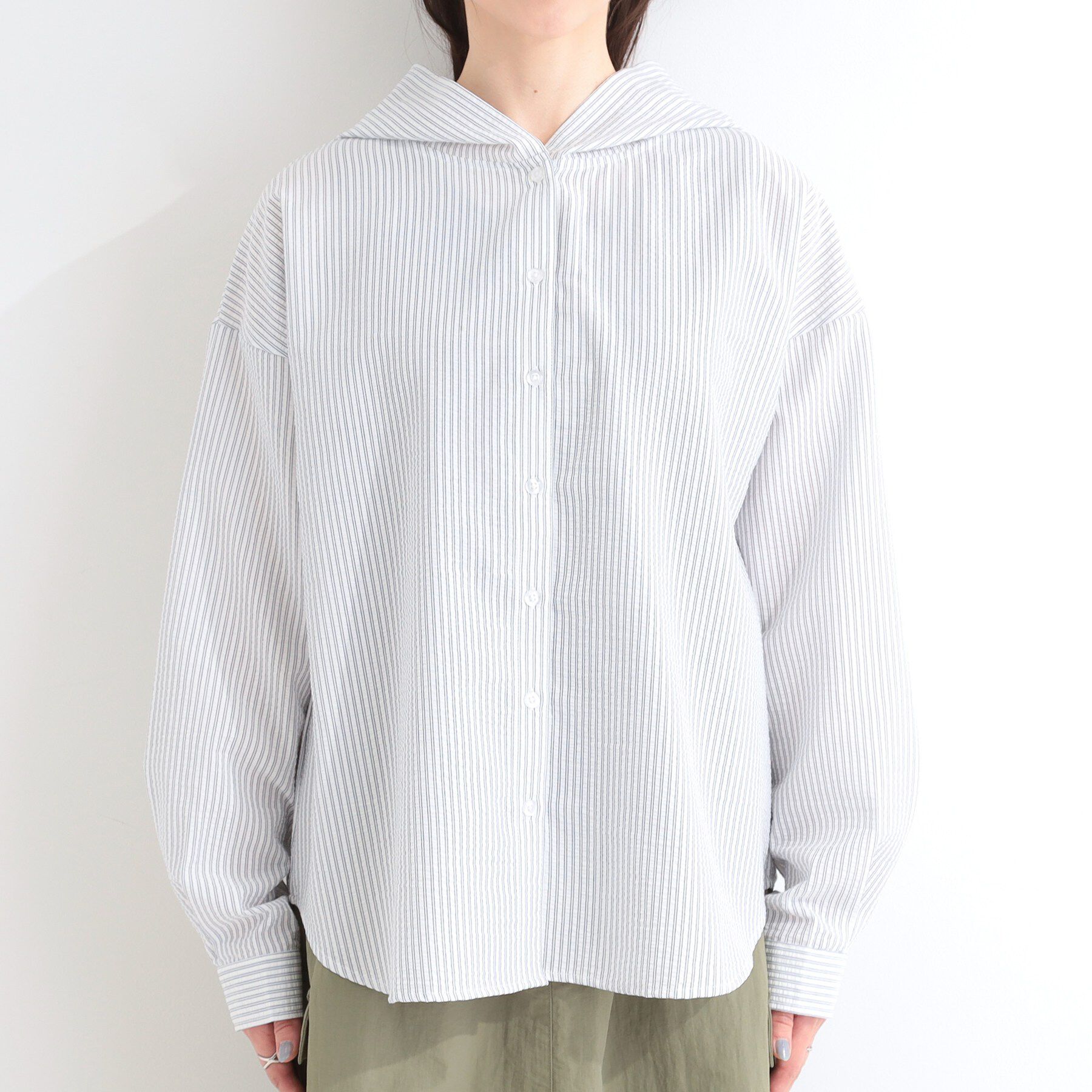 SHOO･LA･RUE「ストライプフードシャツ」|シャツ・ブラウス|