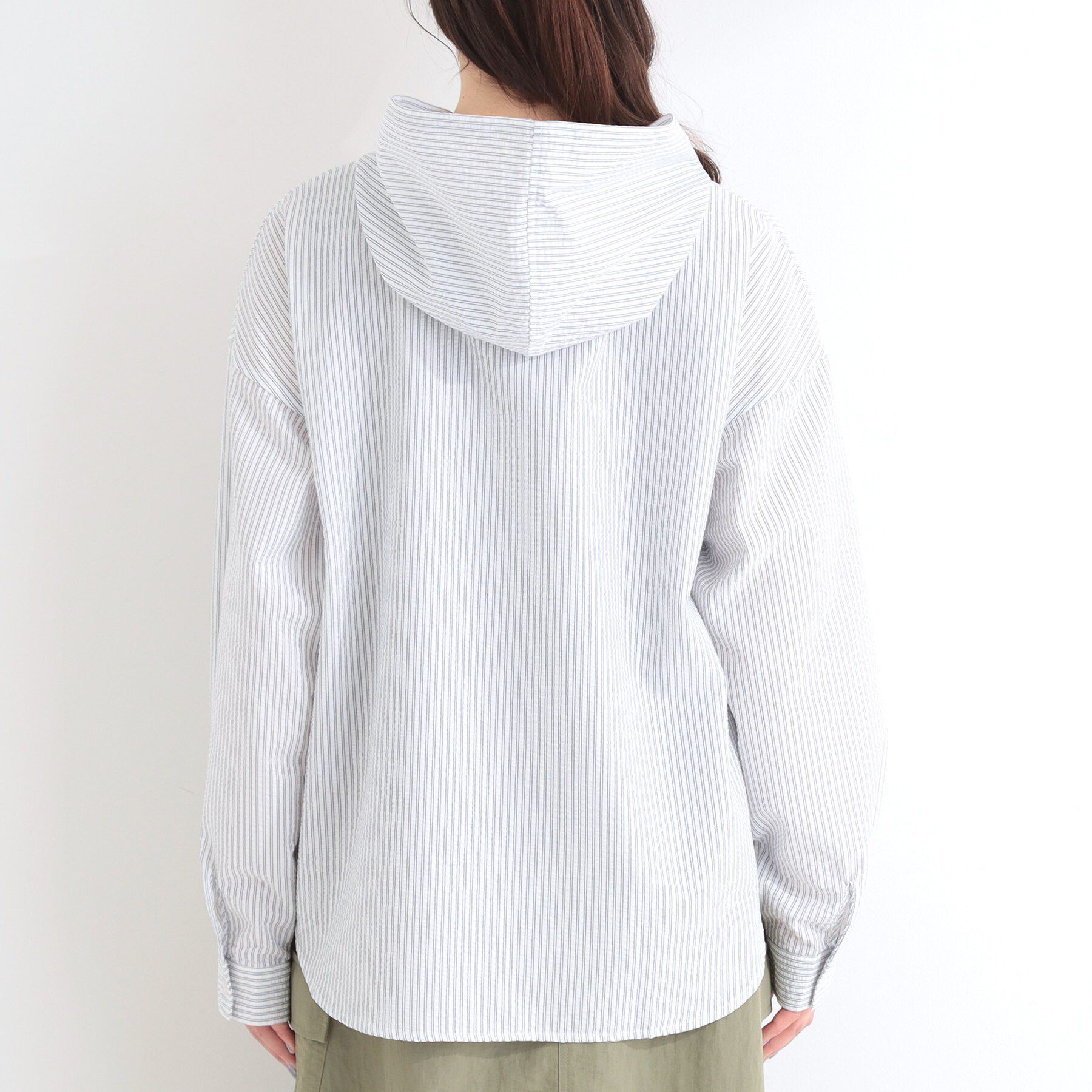 SHOO･LA･RUE「ストライプフードシャツ」|シャツ・ブラウス|