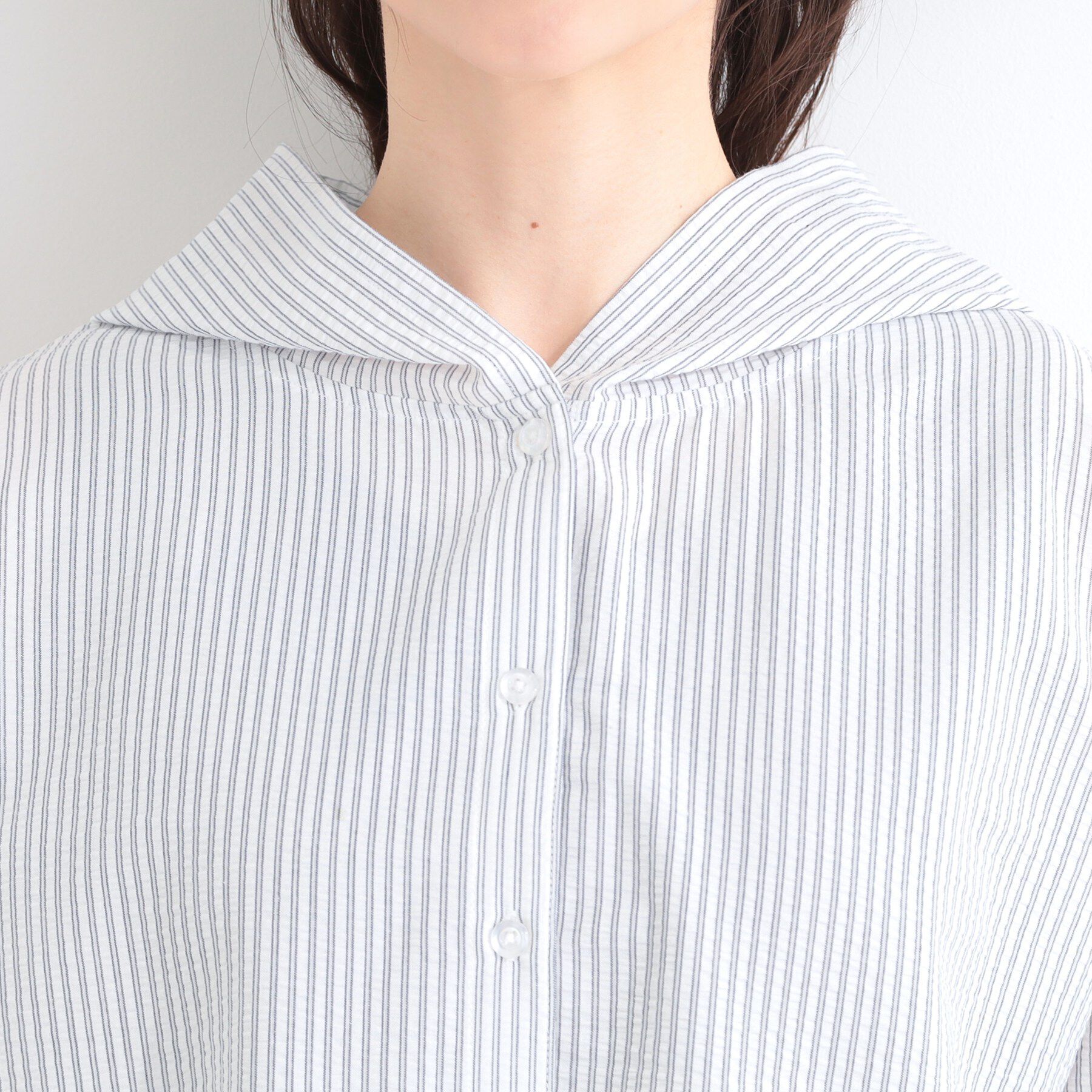 SHOO･LA･RUE「ストライプフードシャツ」|シャツ・ブラウス|