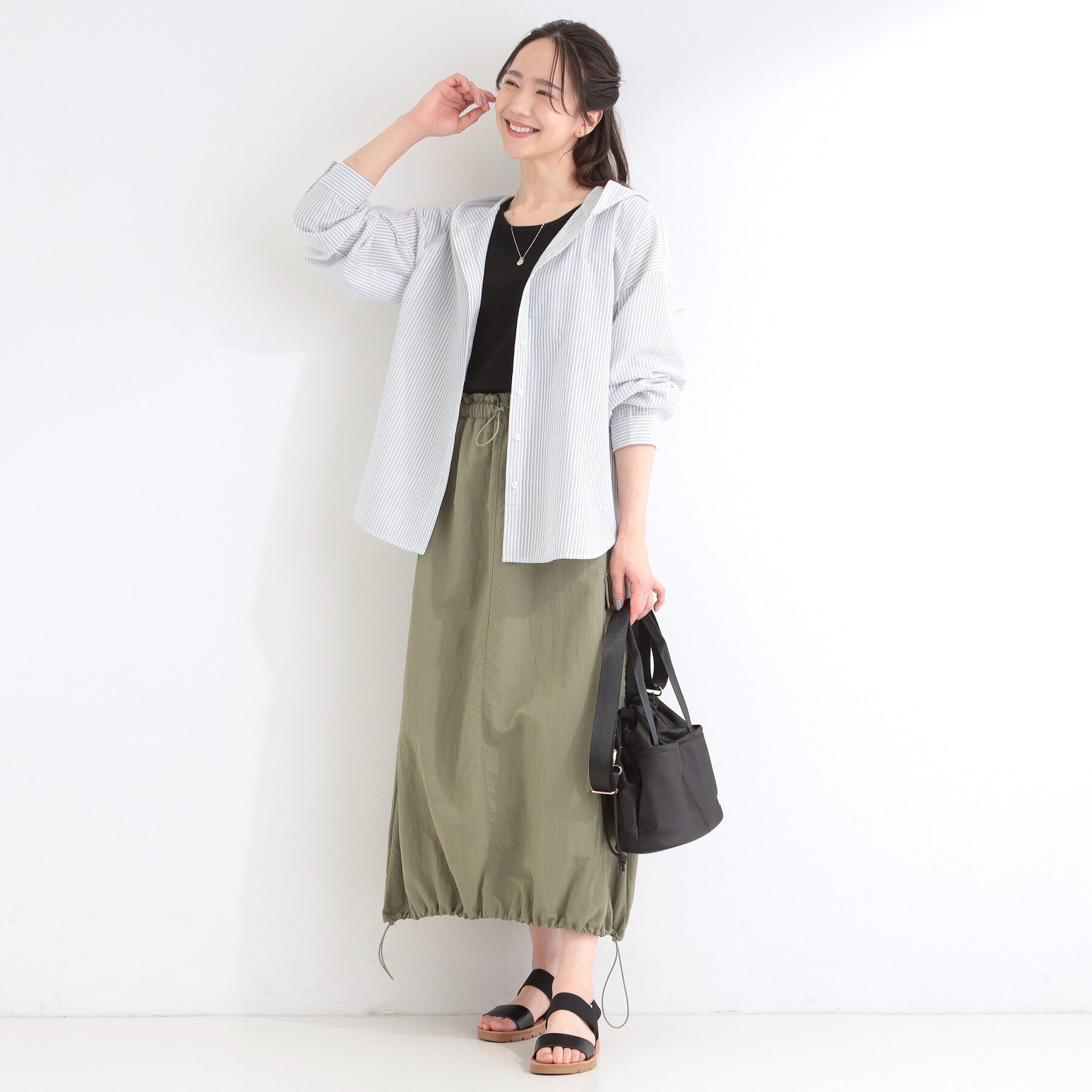 SHOO･LA･RUE「ストライプフードシャツ」|シャツ・ブラウス|