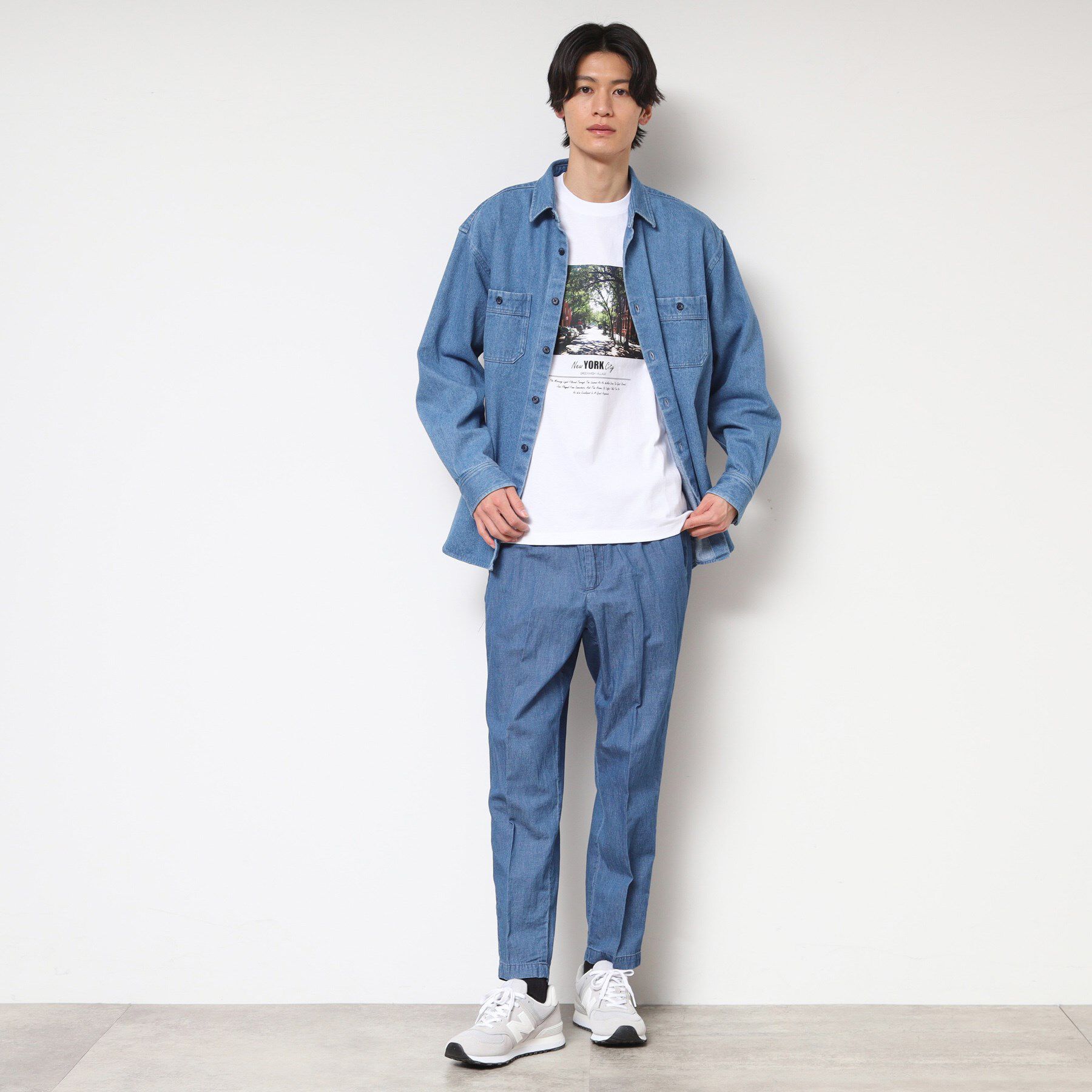 Dessin「【ウエストゴム・洗える】綿麻デニムリラックスパンツ」|その他|