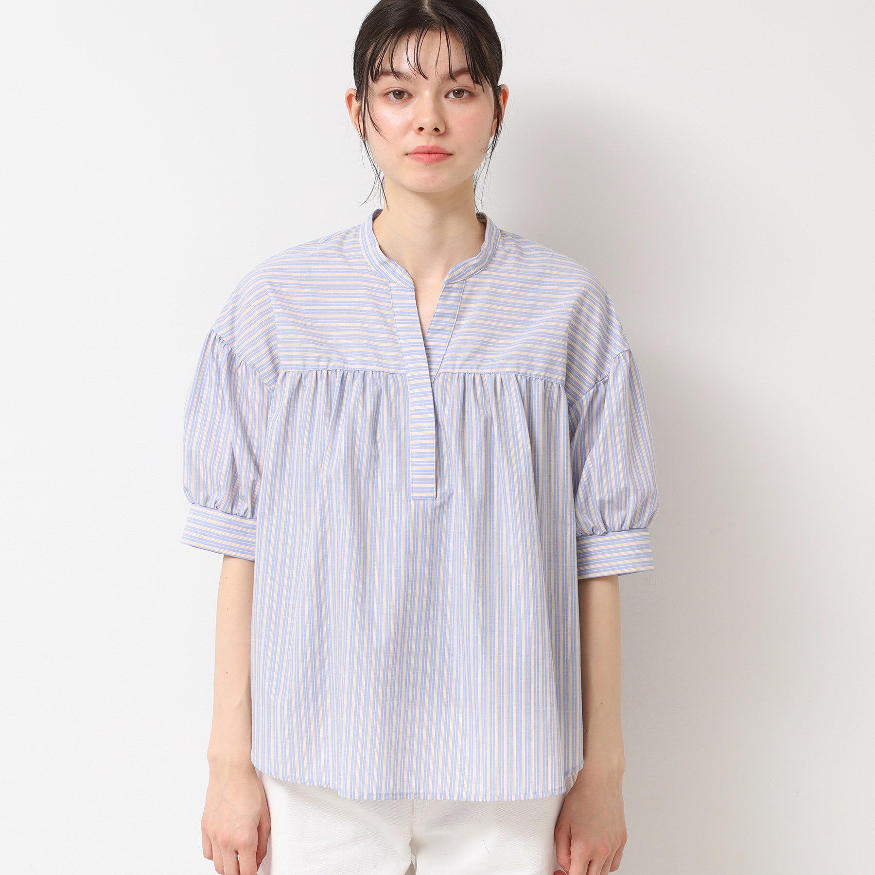 Dessin「【洗える・4サイズ展開】フロントスリット五分袖ブラウス（XS～L）」|シャツ・ブラウス|