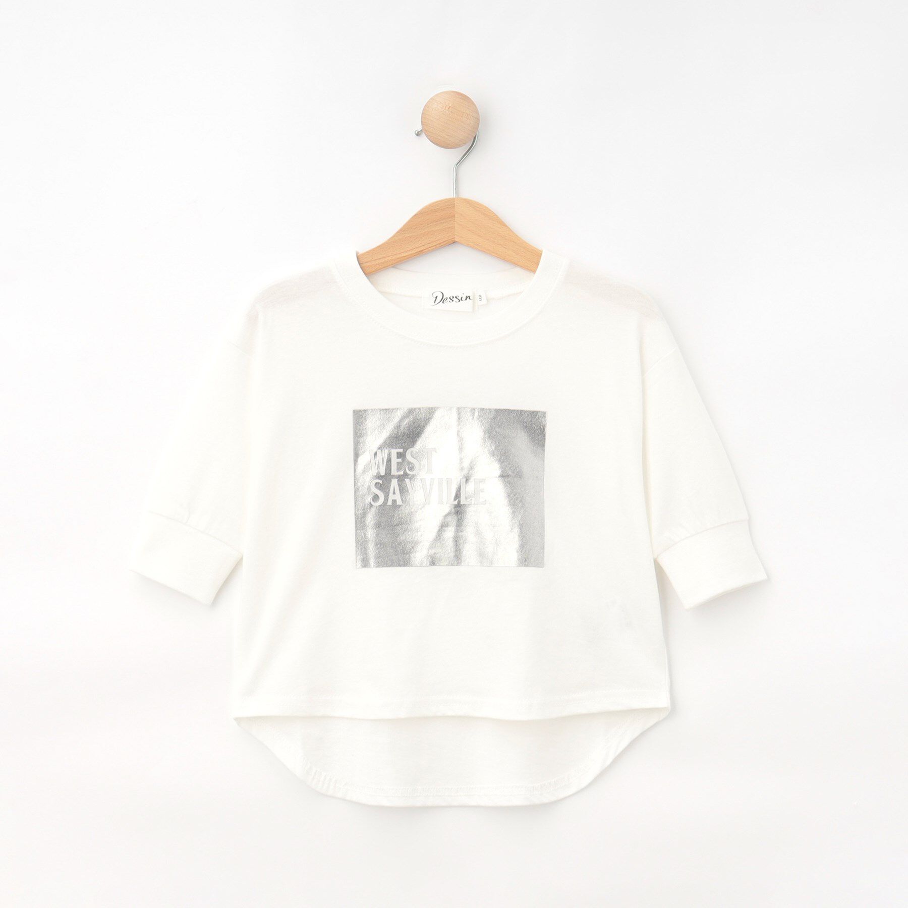 Dessin「【リンクコーデ/洗える】箔プリント7分袖Tシャツ」|Tシャツ・カットソー|ホワイト(002)