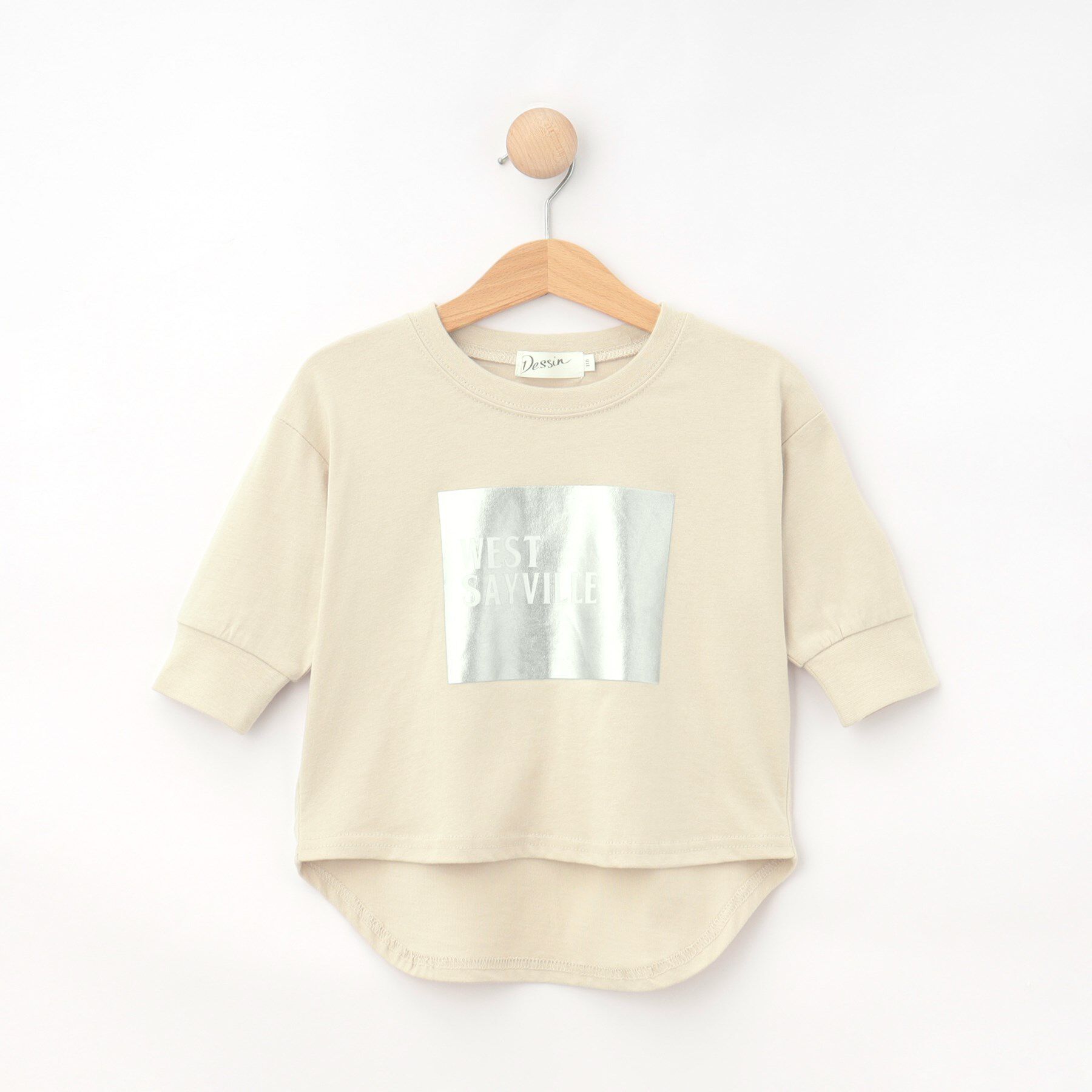 Dessin「【リンクコーデ/洗える】箔プリント7分袖Tシャツ」|Tシャツ・カットソー|