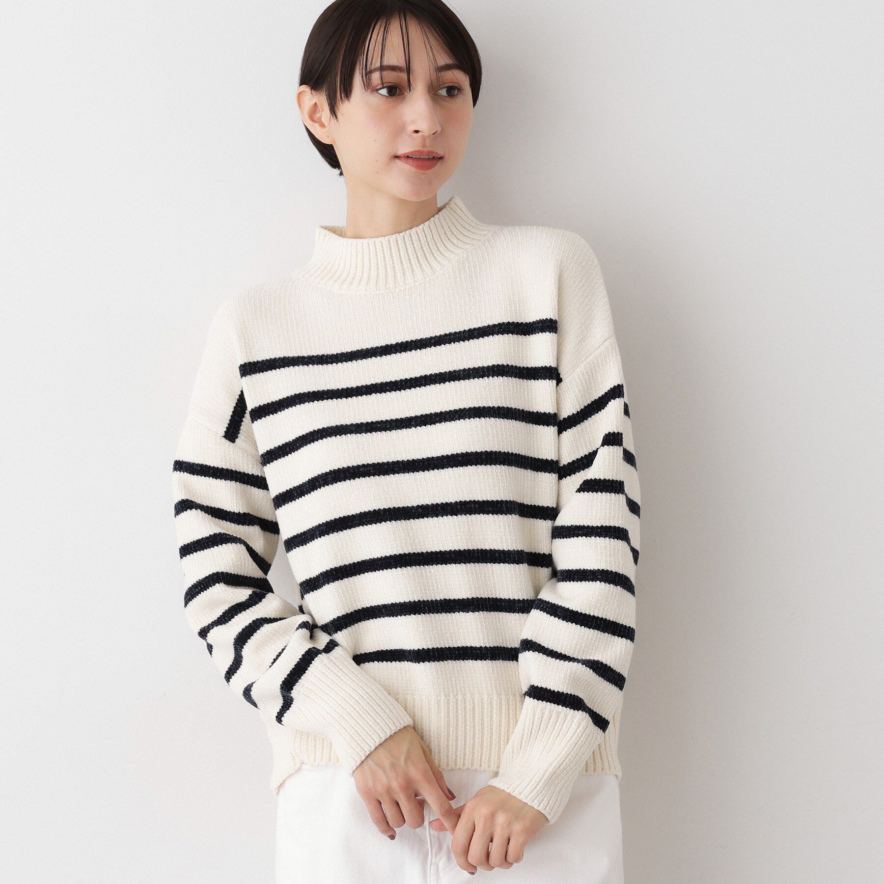 Dessin「【洗える】ハイネックベロアモールニット」|ニット・セーター|