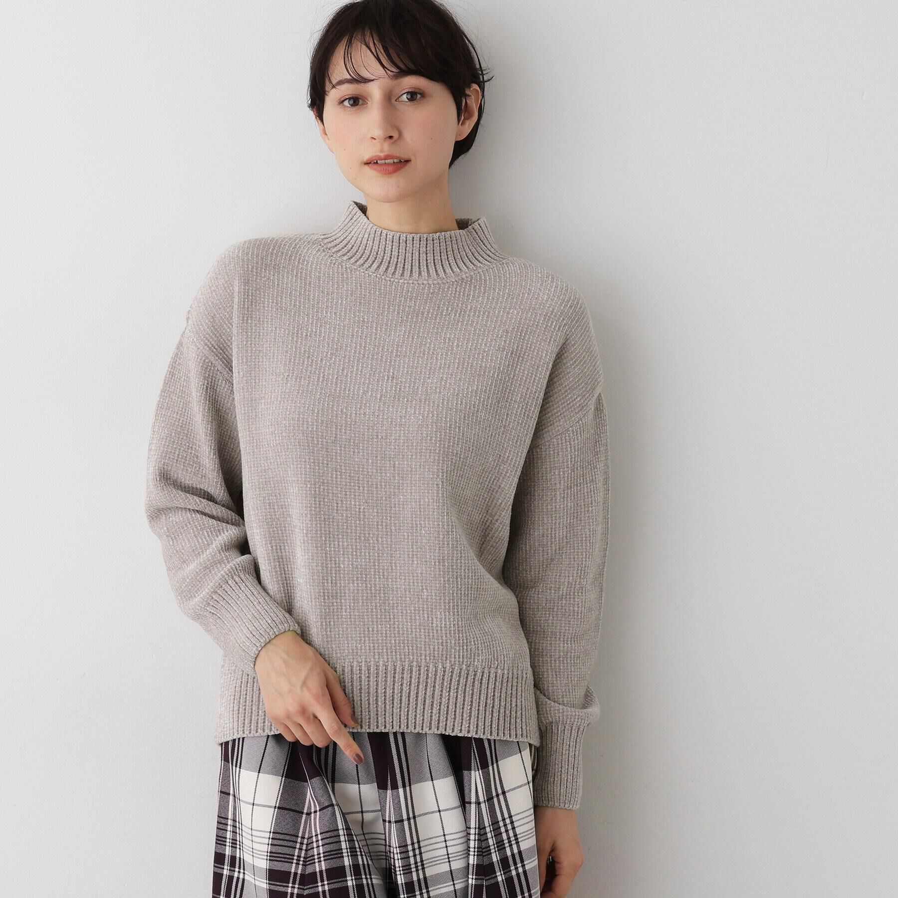 Dessin「【洗える】ハイネックベロアモールニット」|ニット・セーター|