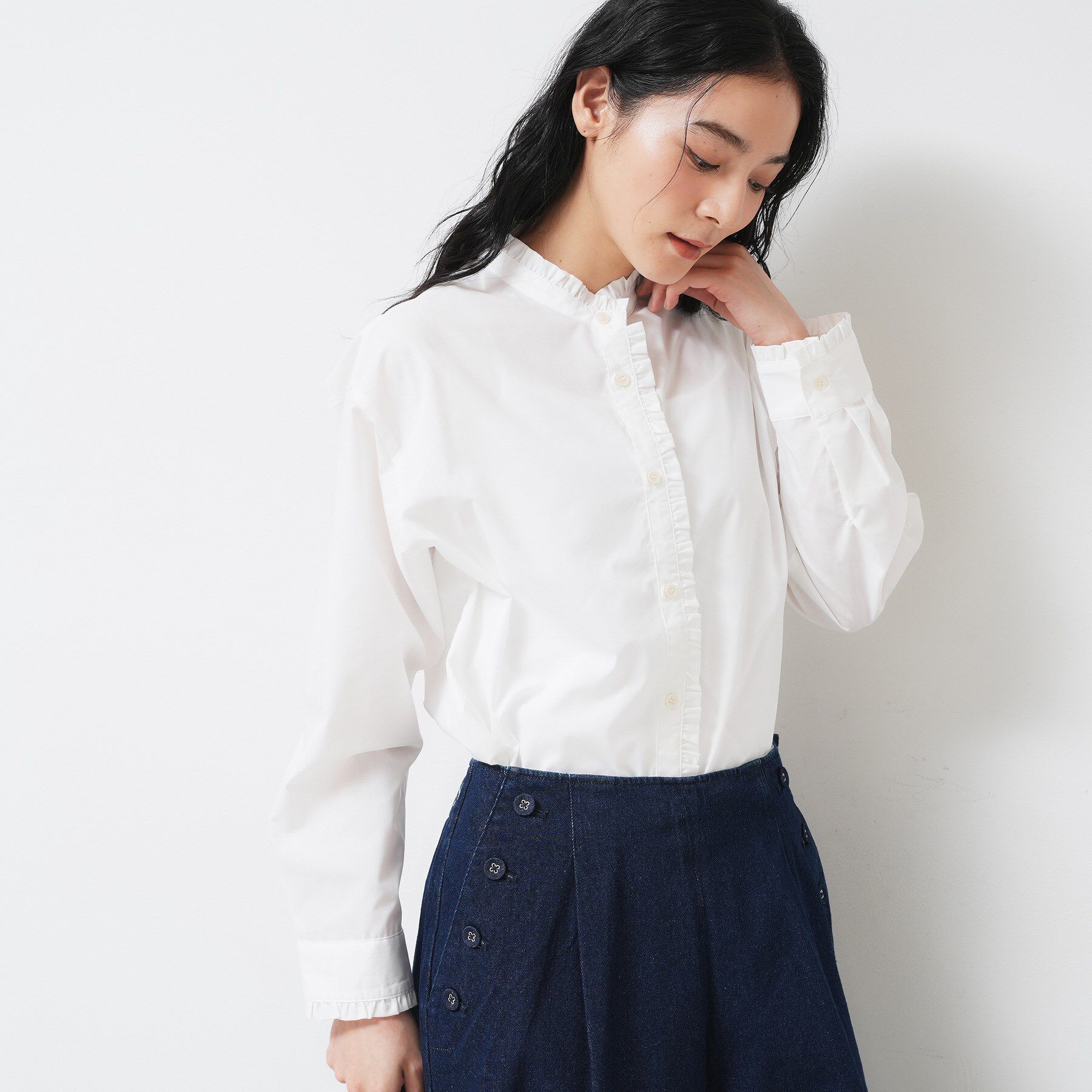 Dessin「【洗える】フリルネックブラウス」|シャツ・ブラウス|