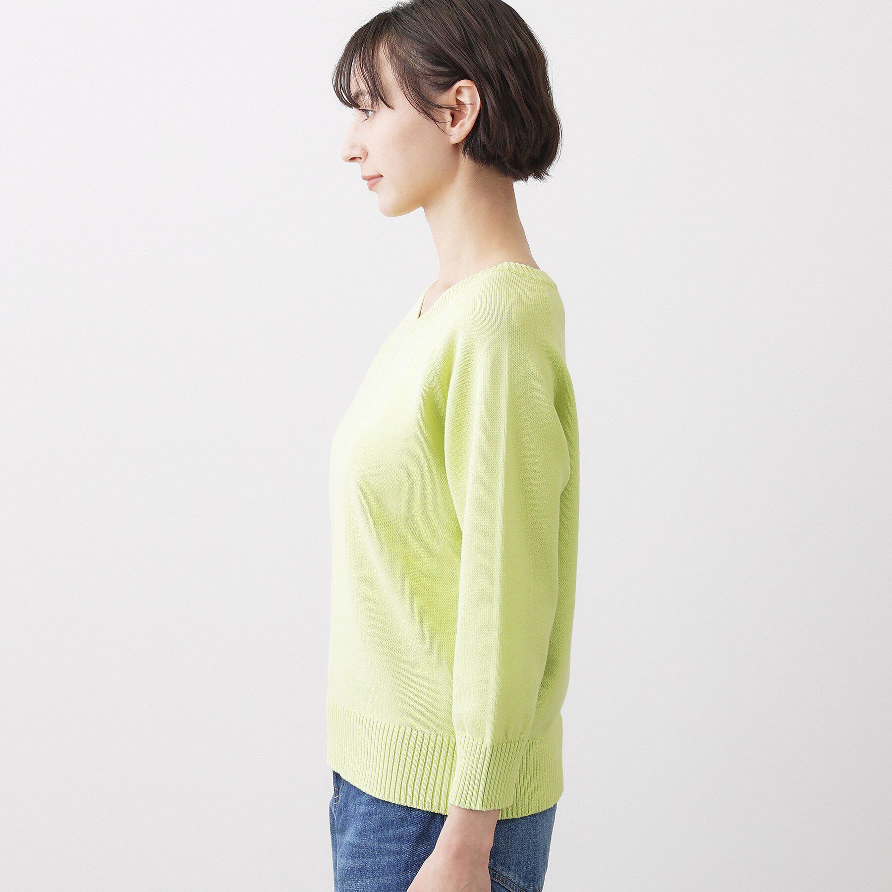 Dessin「【洗える】コットンVネックニット」|ニット・セーター|