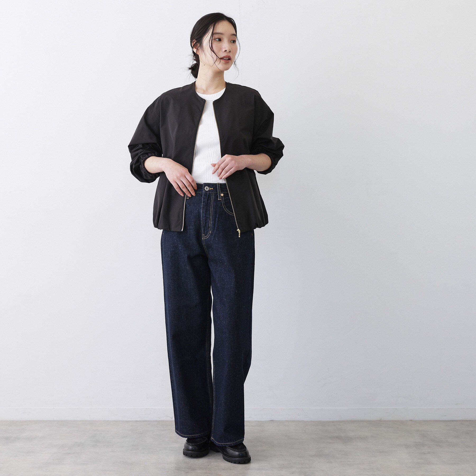 Dessin「【撥水/洗える】ノーカラーブルゾン」|ブルゾン・スタジャン|