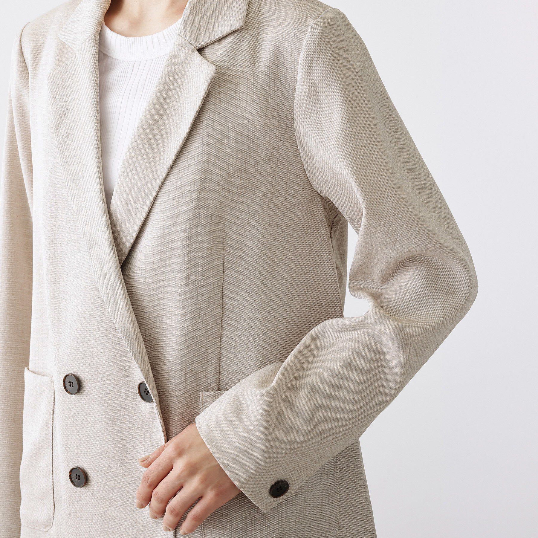 Dessin「【セットアップ可/洗える】リネンライクダブルジャケット」|テーラードジャケット|