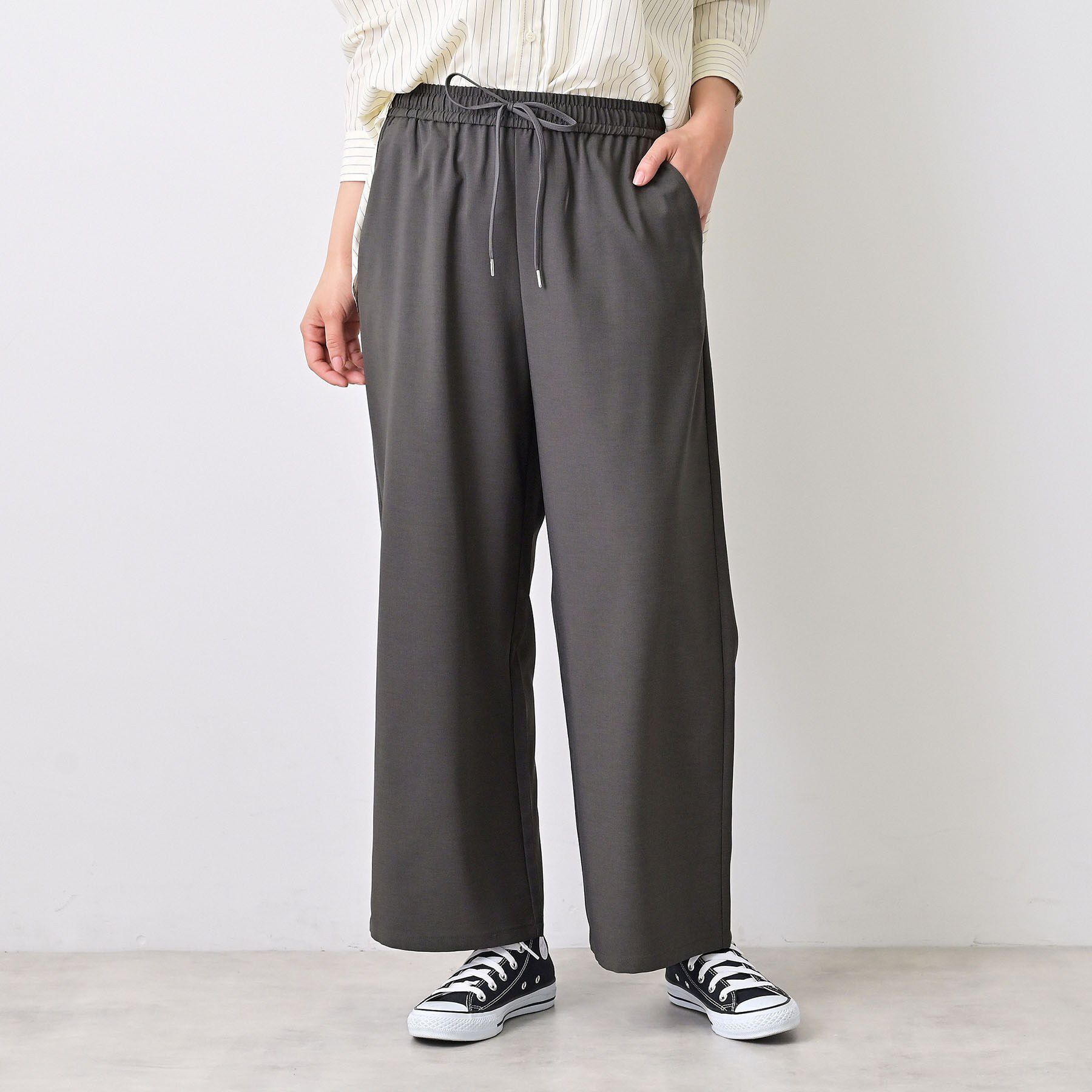 Dessin「【セットアップ可/洗える】ストレッチセミワイドパンツ」|その他|チャコールグレー(0