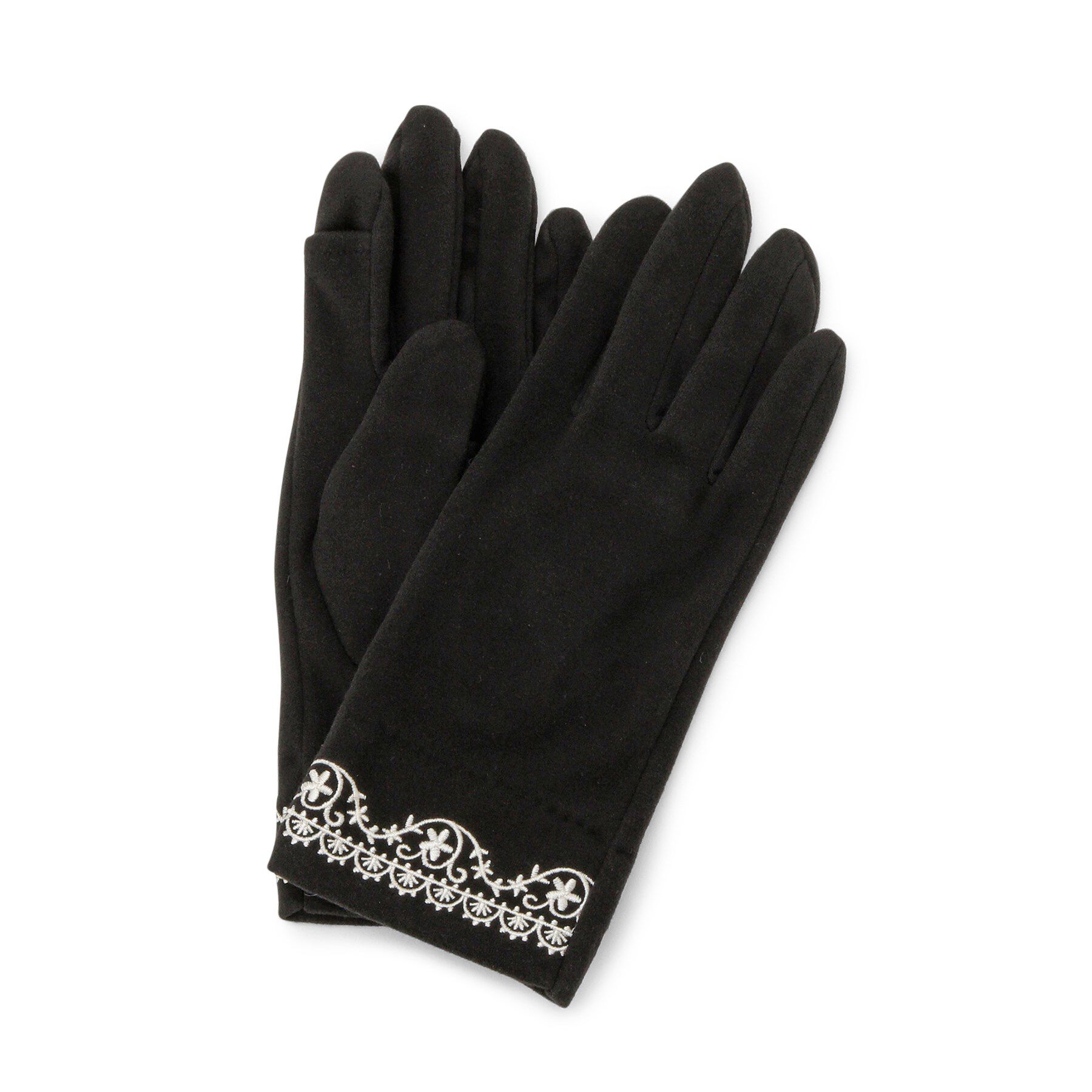 ITS&rsquo;DEMO「【洗濯可】レース刺繍グローブ」|手袋|ブラック(019)