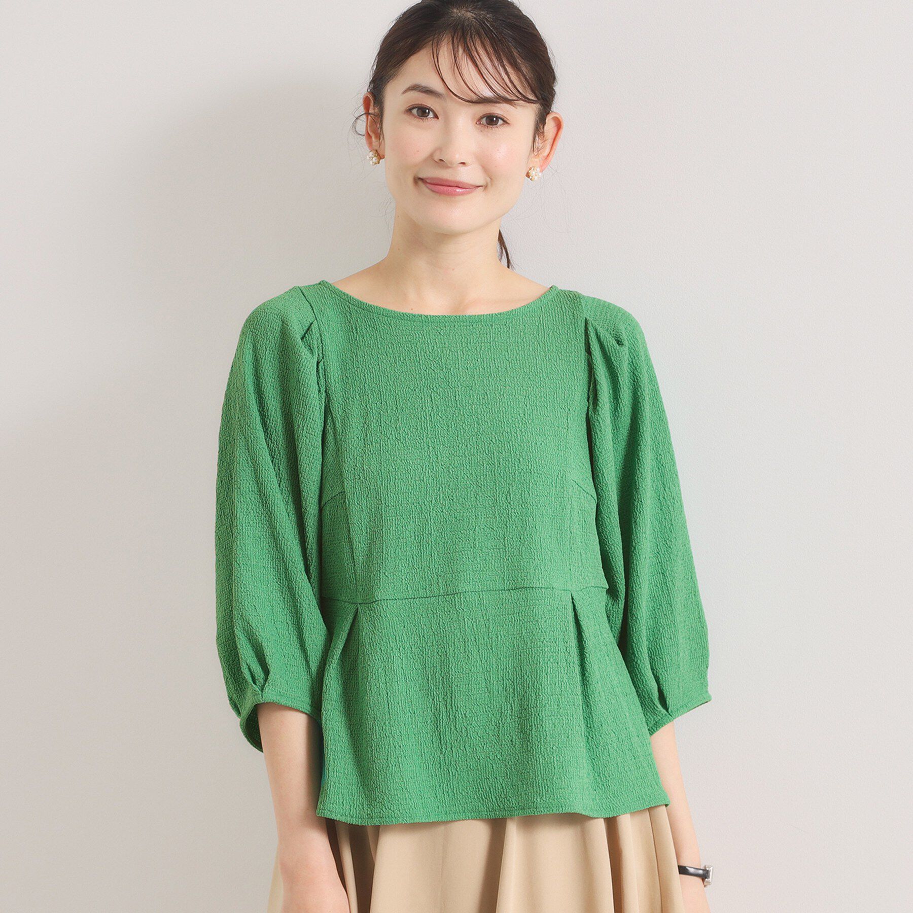 ITS&rsquo;DEMO「【洗濯機OK】シャーリングジャカードトップス」|Tシャツ・カットソー|