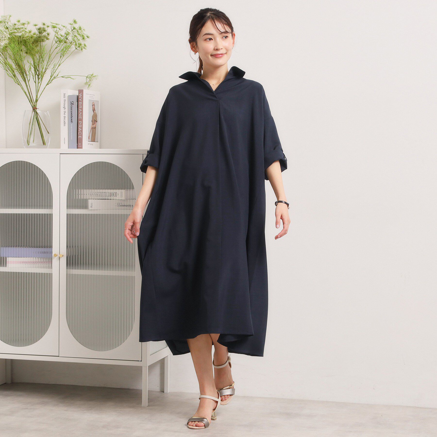 ITS&rsquo;DEMO「麻調合繊スキッパーワンピース」|ワンピース|