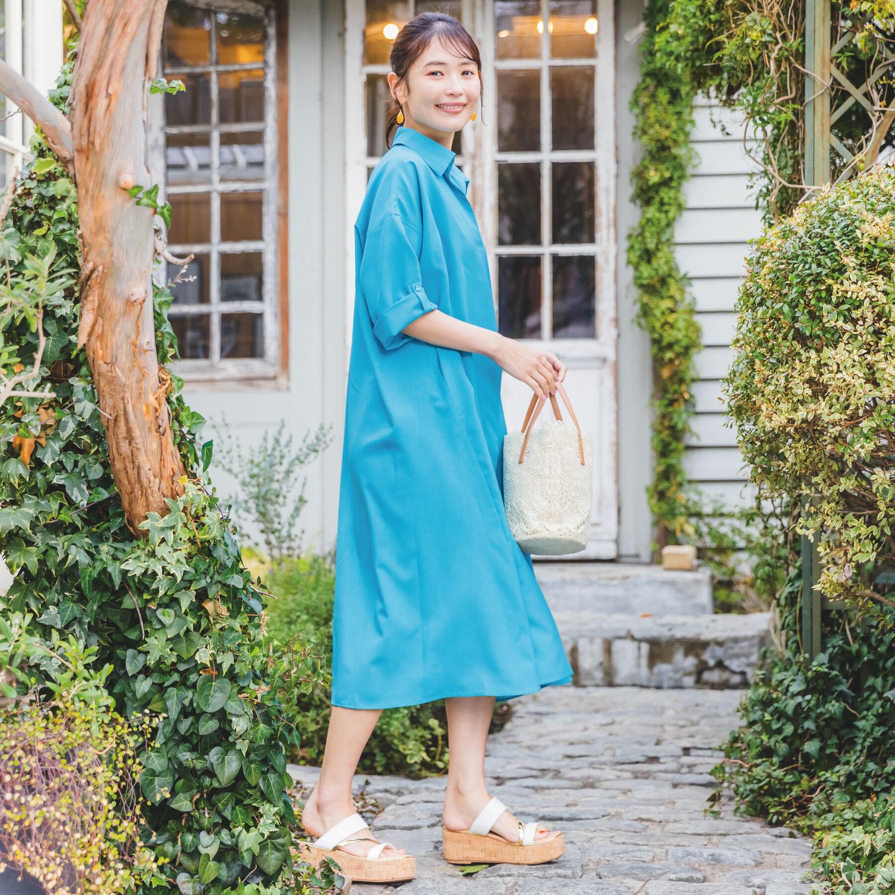 ITS&rsquo;DEMO「麻調合繊スキッパーワンピース」|ワンピース|