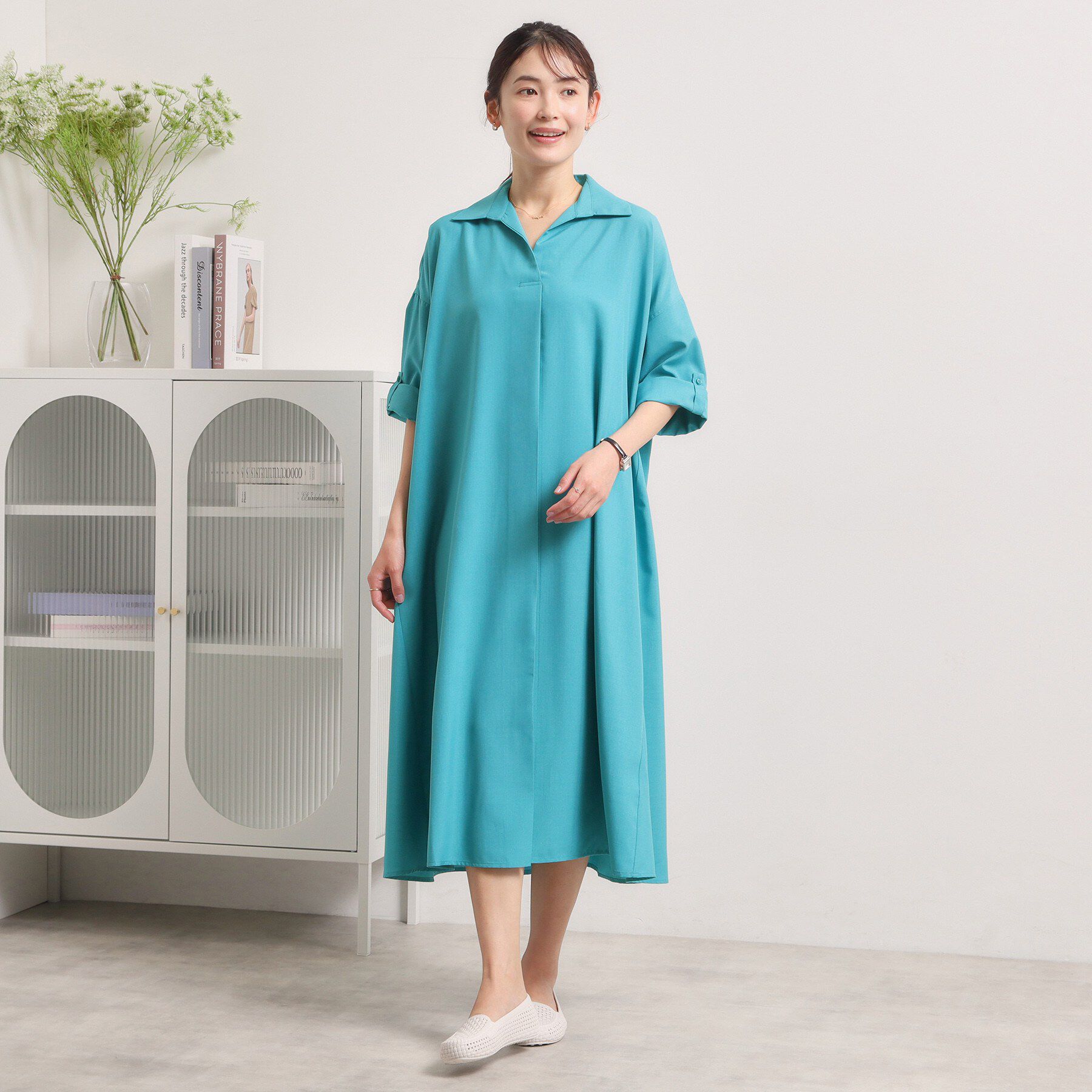 ITS&rsquo;DEMO「麻調合繊スキッパーワンピース」|ワンピース|