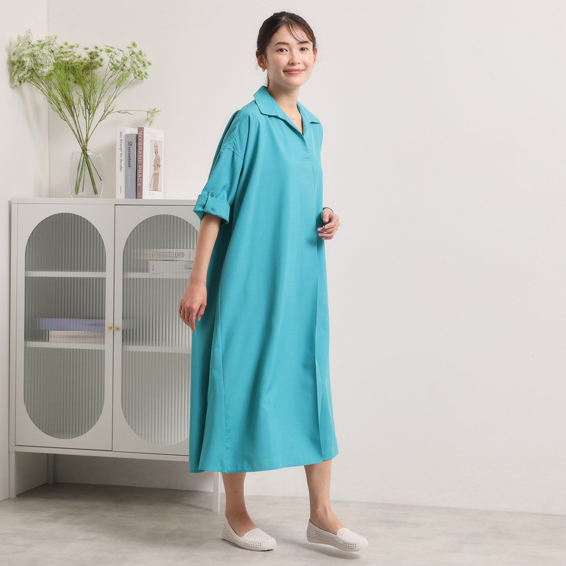 ITS&rsquo;DEMO「麻調合繊スキッパーワンピース」|ワンピース|