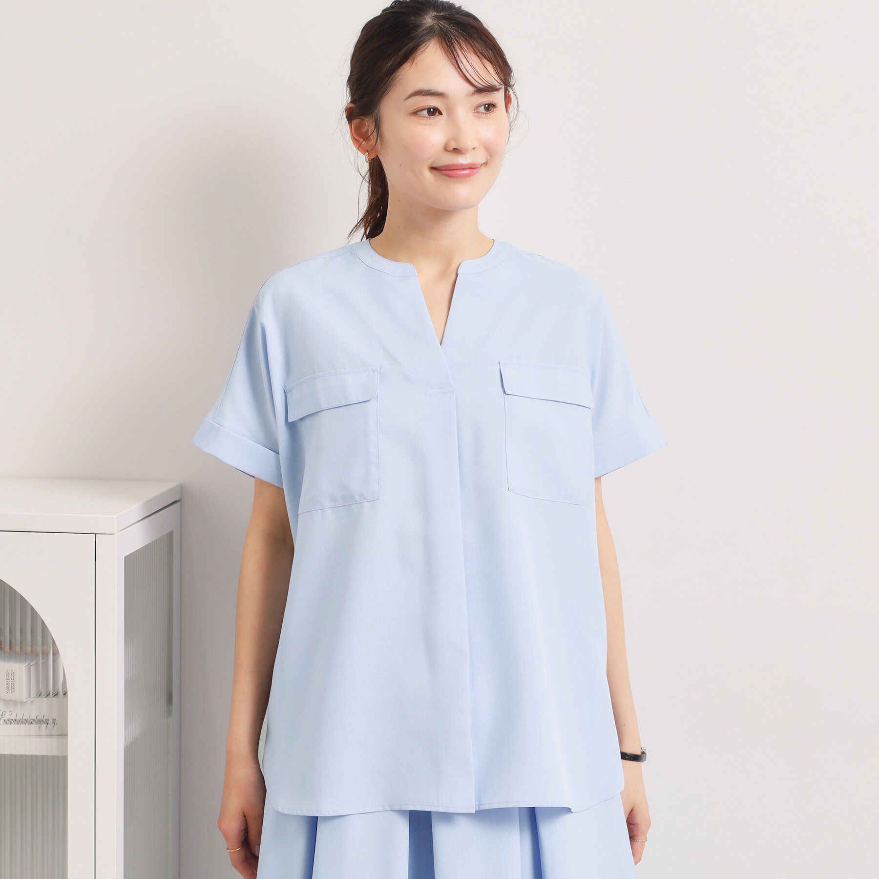 ITS&rsquo;DEMO「麻調合繊ポケ付きブラウス」|シャツ・ブラウス|