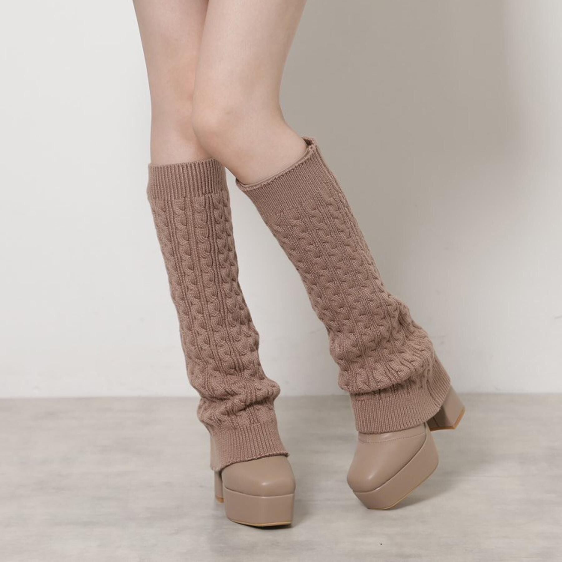 ESPERANZA「【ラク盛り／ロングブーツ】リピーター続出／脚長美脚 スクエアニットカバー付きロングブーツ」|ショートブーツ|
