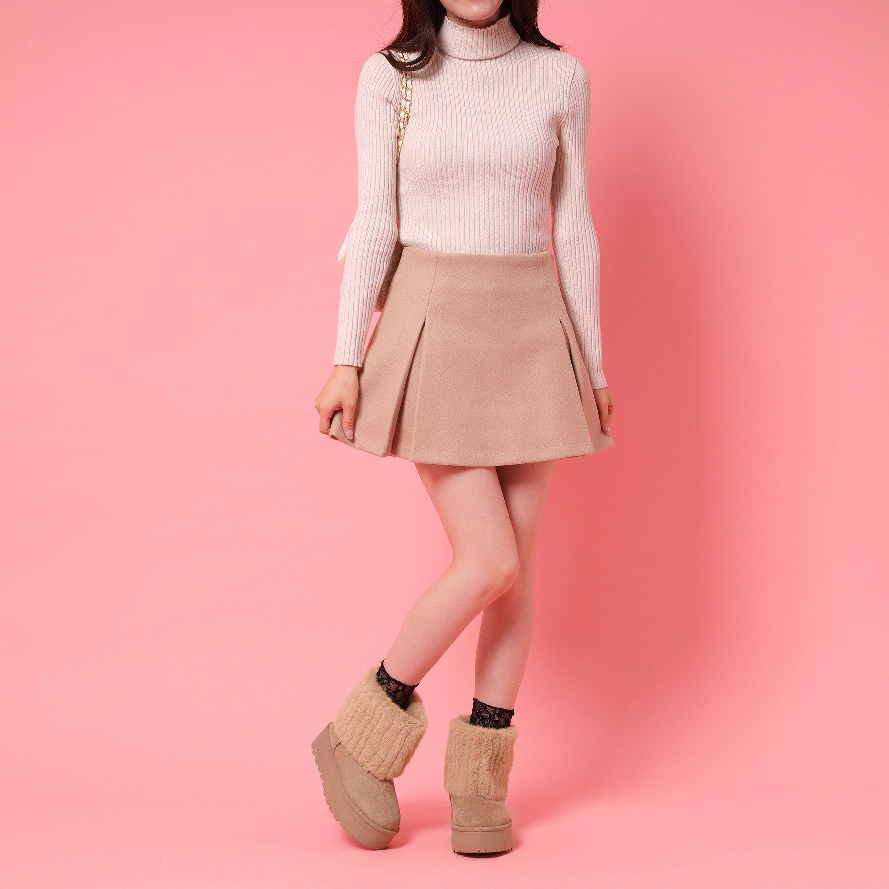 csT&P「厚底フェイクファームートン」|ショートブーツ|