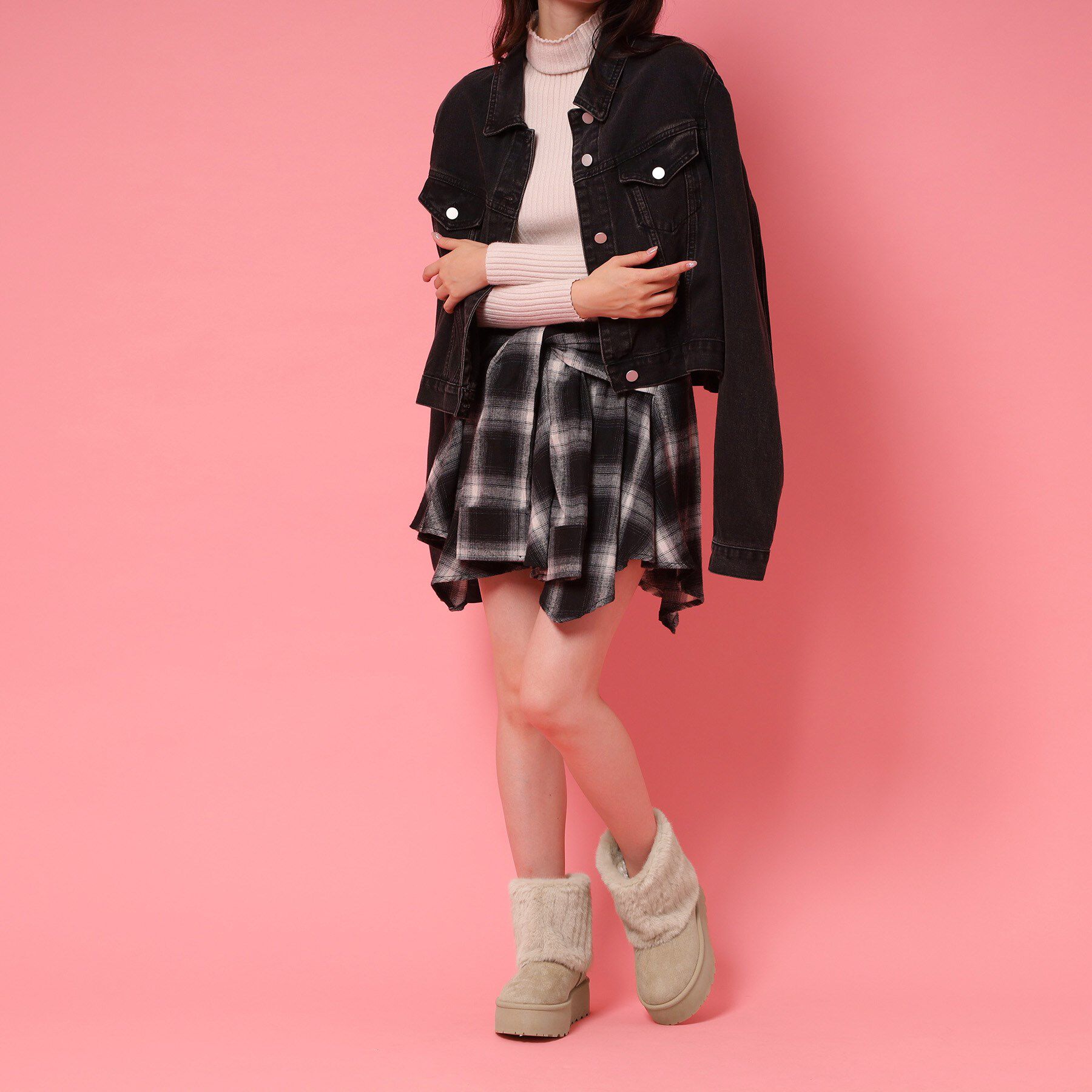 csT&P「厚底フェイクファームートン」|ショートブーツ|