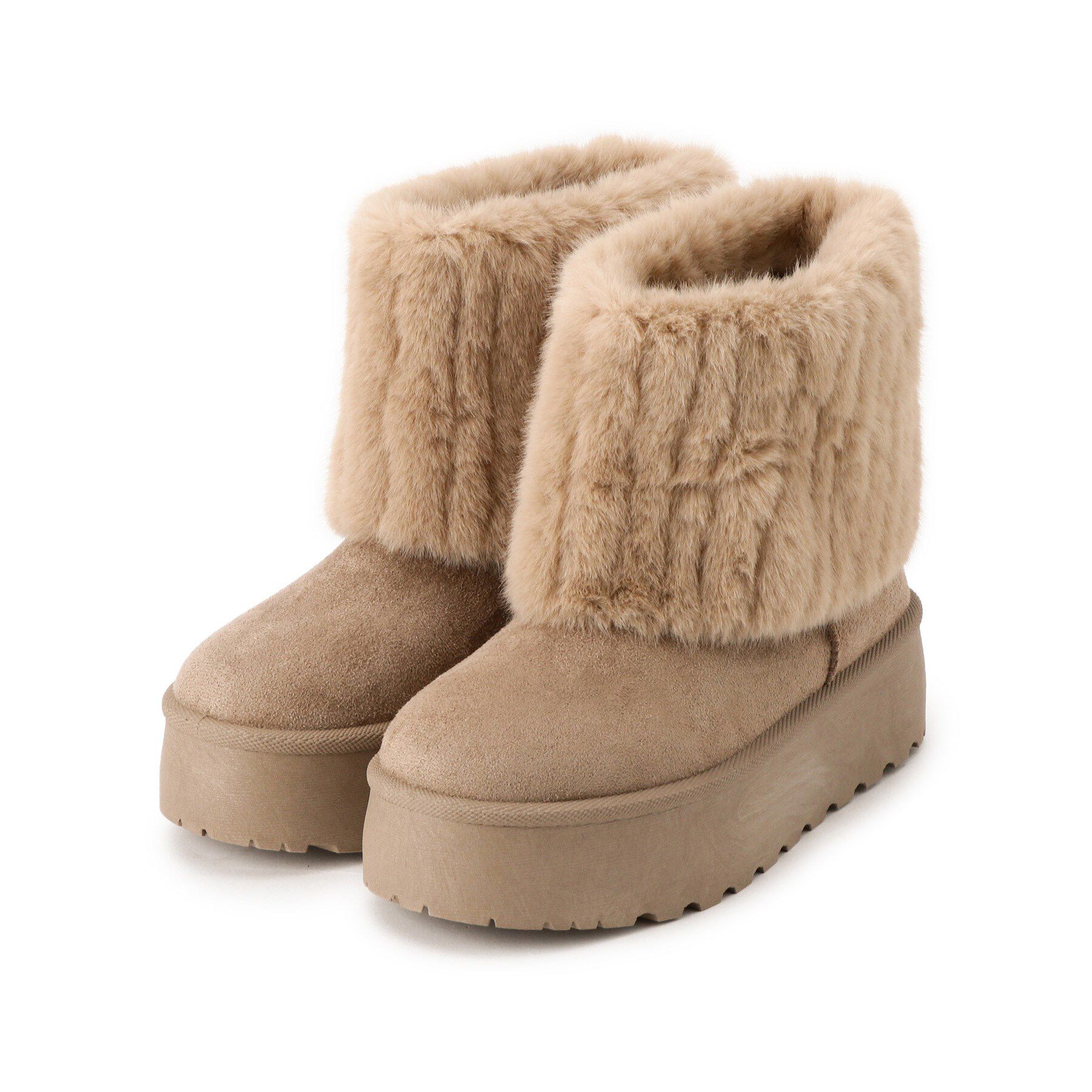 csT&P「厚底フェイクファームートン」|ショートブーツ|