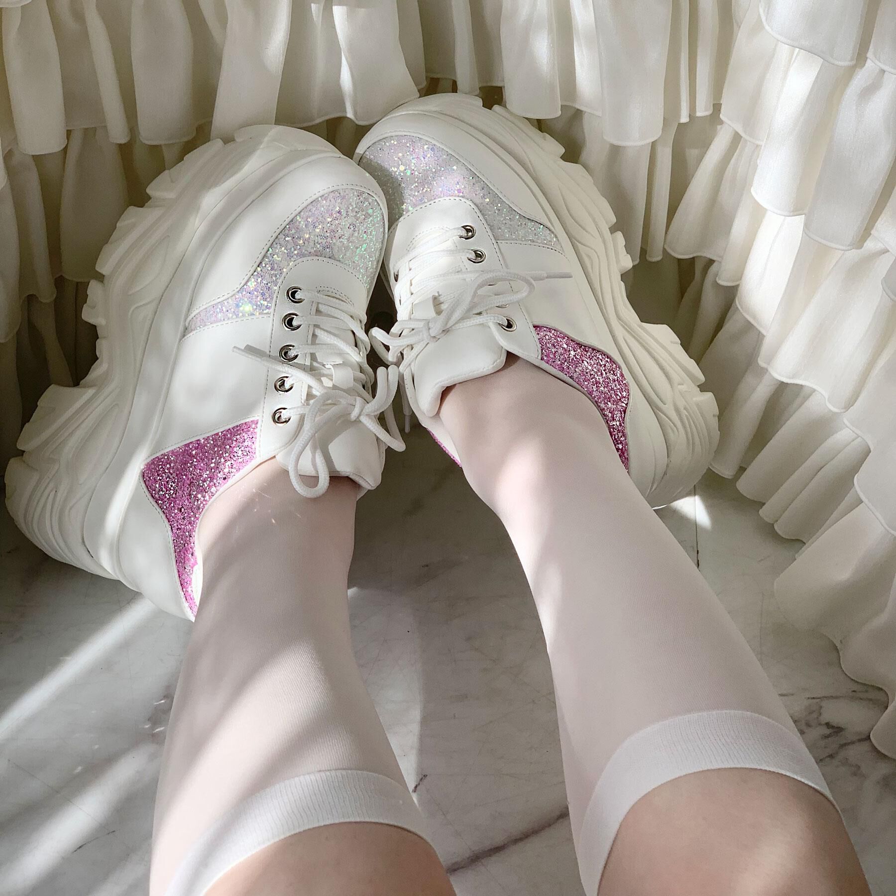csT&P「グリッター厚底スニーカー」|スニーカー|ホワイト(901)