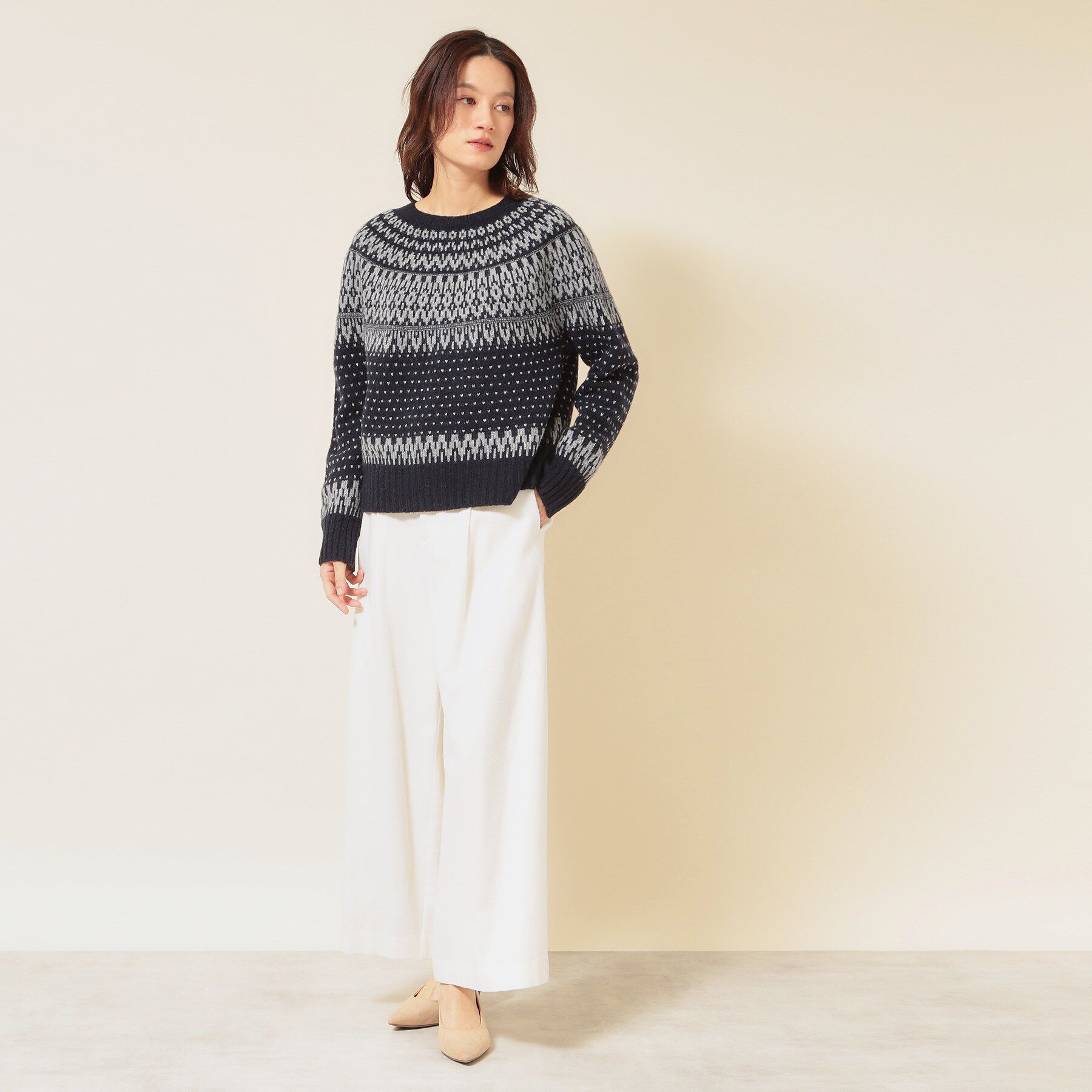 SunaUna「【ラメ混】ノルディック風ジャカード柄ニット」|ニット・セーター|