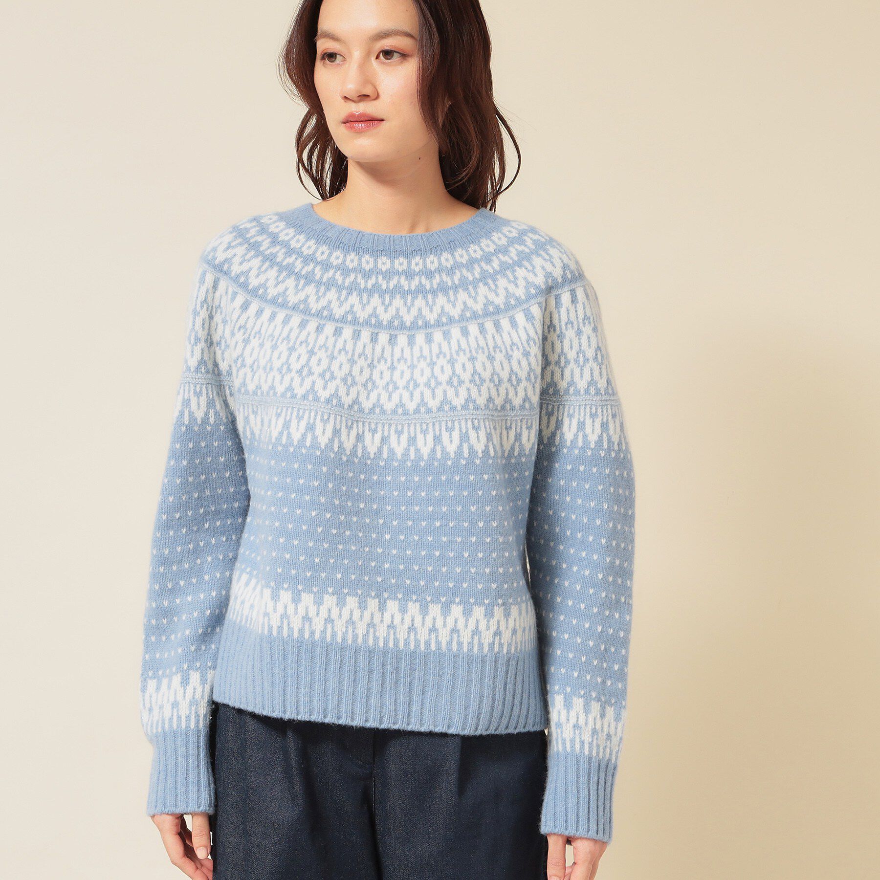 SunaUna「【ラメ混】ノルディック風ジャカード柄ニット」|ニット・セーター|