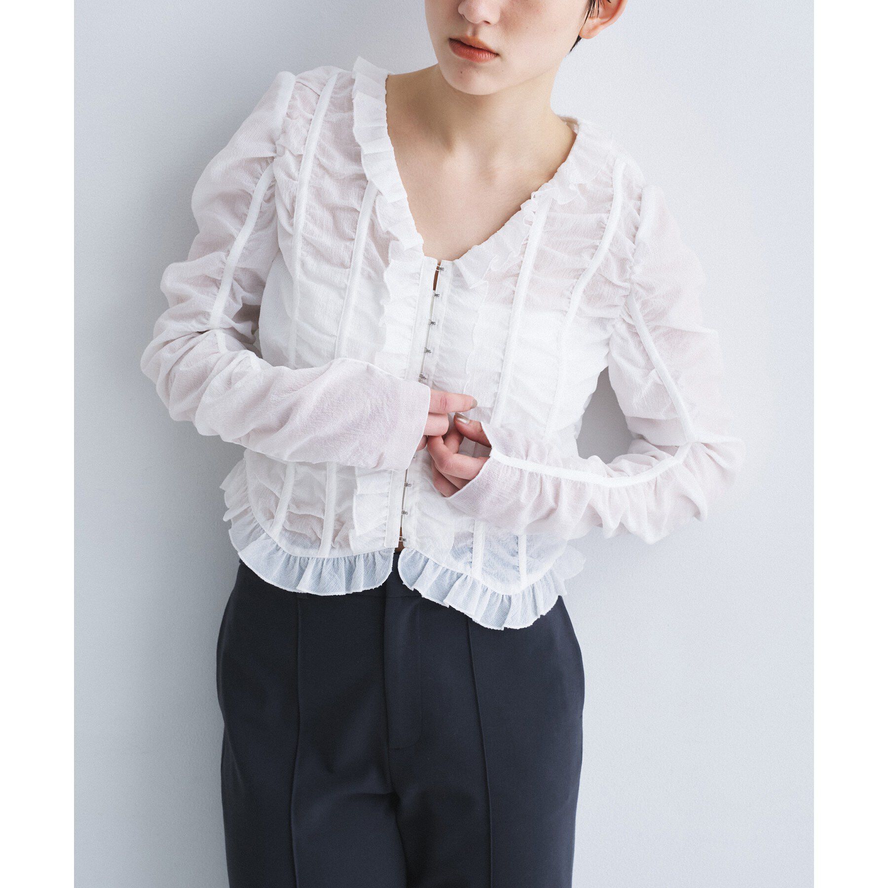 CODE A「dobby ruffle blouse」|シャツ・ブラウス|