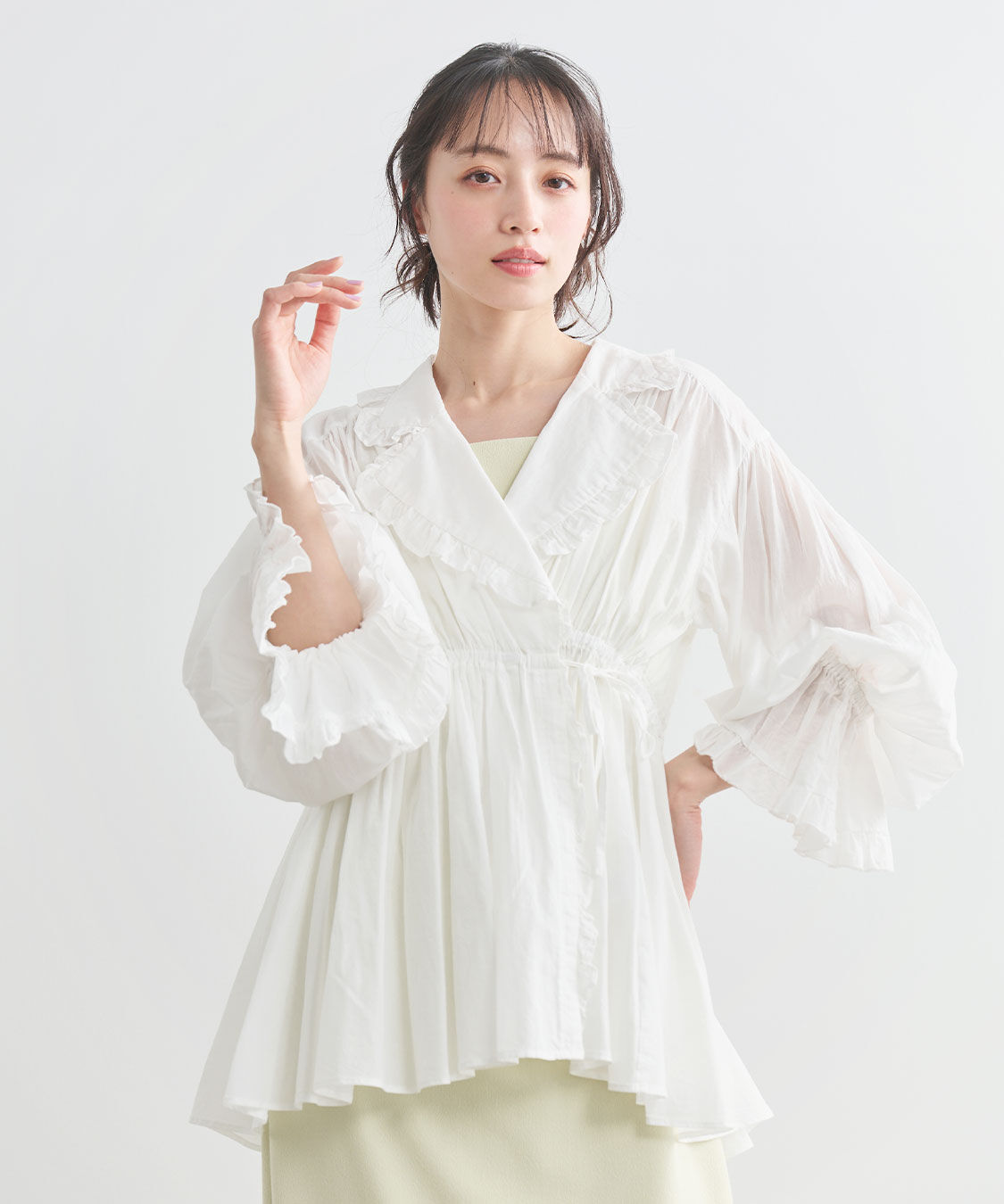 COCO DEAL「オープンカラーフリルブラウス」|シャツ・ブラウス|