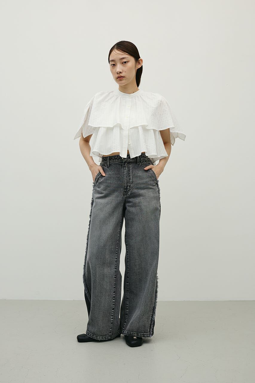 STYLEMIXER「サイドフリンジワイドデニム」|デニム|