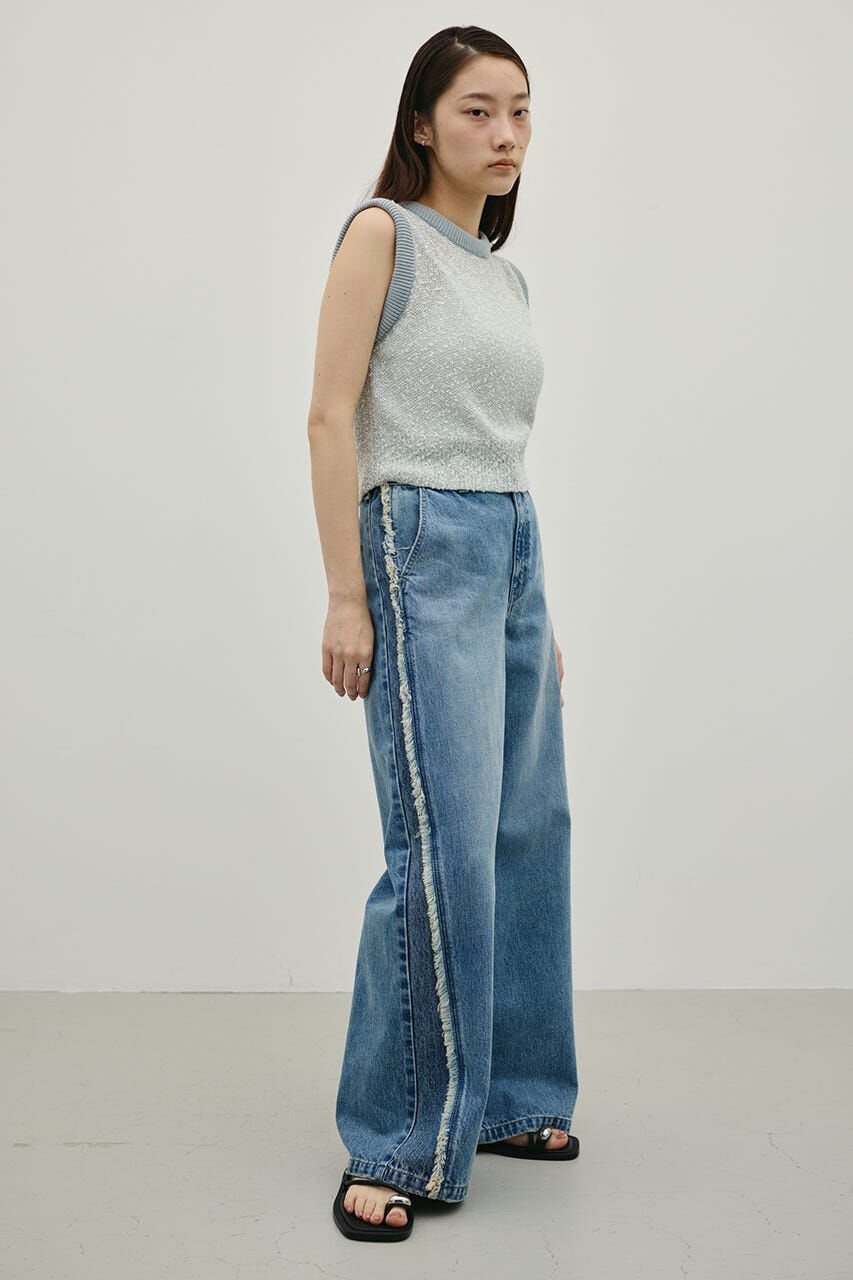 STYLEMIXER「サイドフリンジワイドデニム」|デニム|