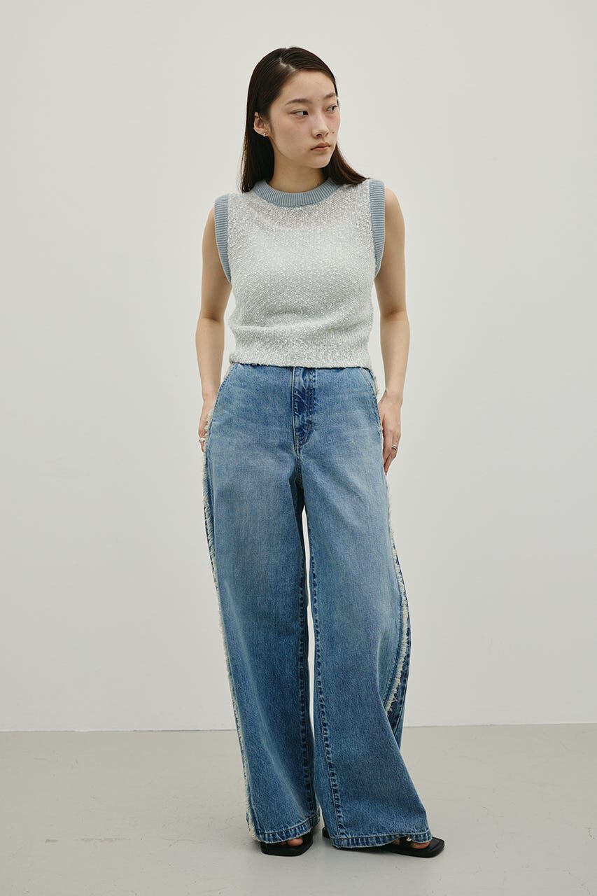 STYLEMIXER「サイドフリンジワイドデニム」|デニム|