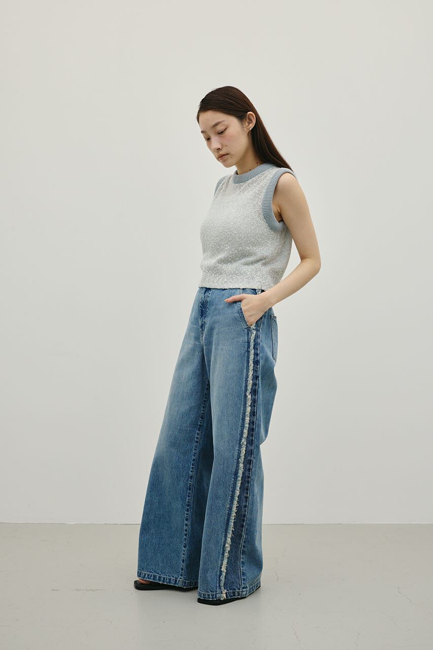 STYLEMIXER「サイドフリンジワイドデニム」|デニム|