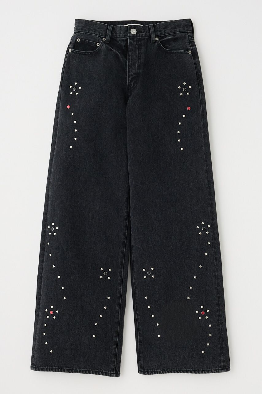 MOUSSY「FLORAL STUDDED バギー」|デニム|