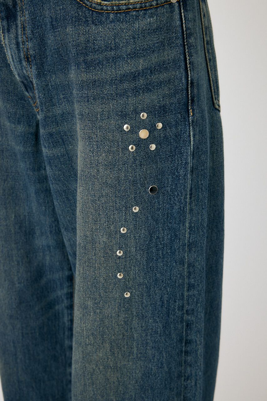 MOUSSY「FLORAL STUDDED バギー」|デニム|