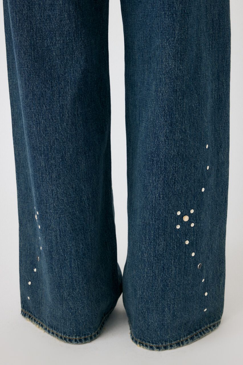 MOUSSY「FLORAL STUDDED バギー」|デニム|