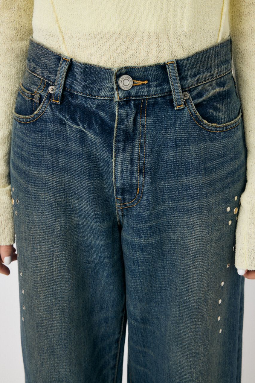 MOUSSY「FLORAL STUDDED バギー」|デニム|