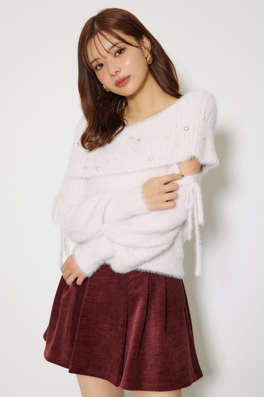 rienda「オフショルシャギーレディーニットトップス」|ニット・セーター|L/PNK1