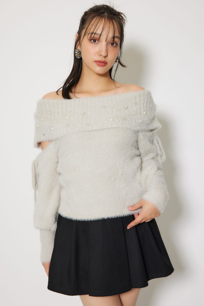 rienda「オフショルシャギーレディーニットトップス」|ニット・セーター|L/GRY1