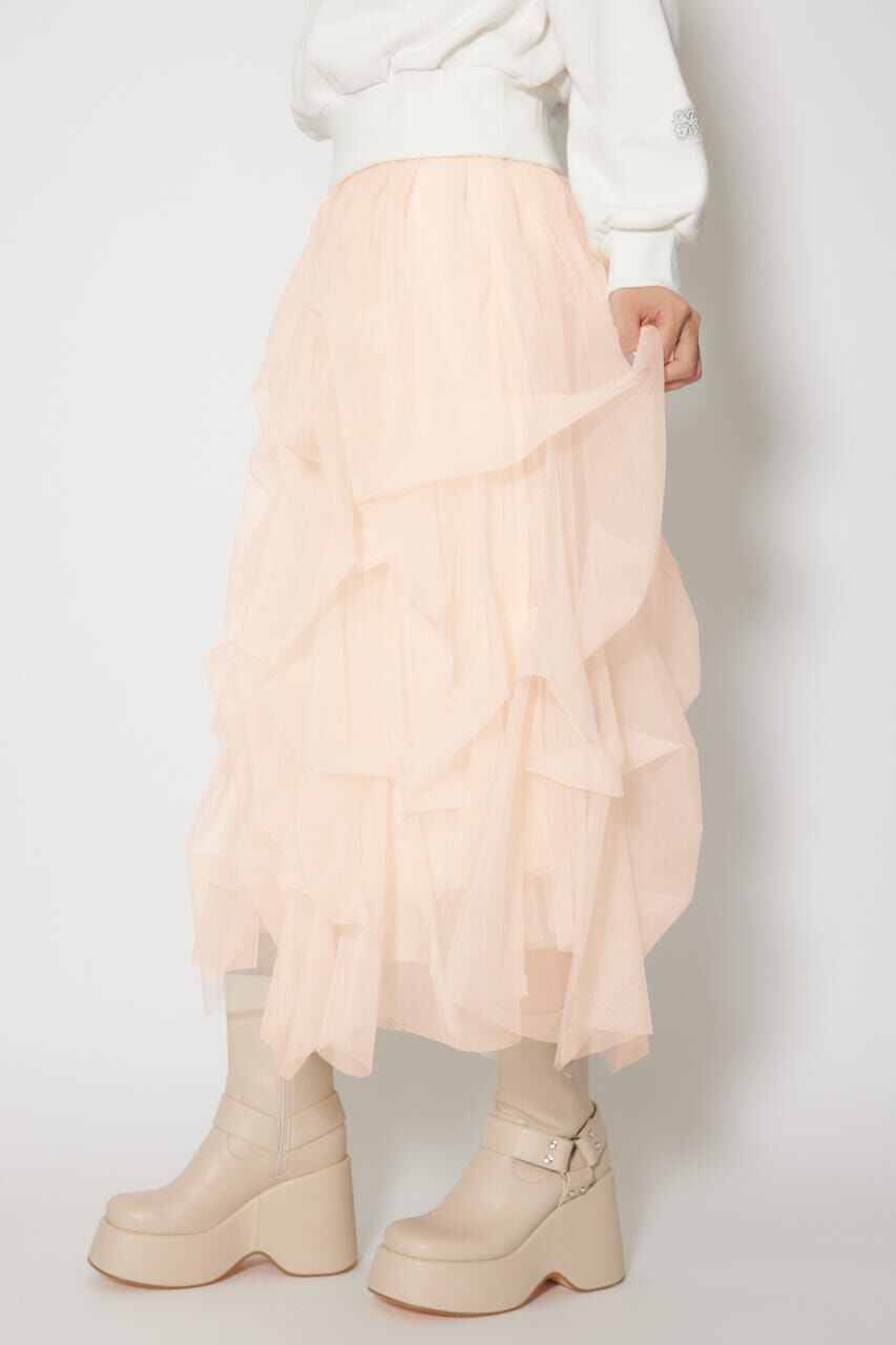 rienda「ランダムタックチュールスカート」|スカート|
