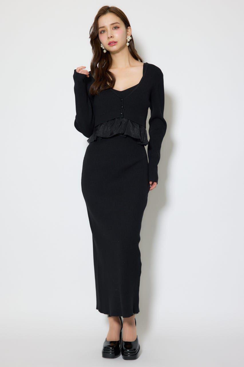 rienda「ペプラムカーデセットキャミワンピース」|ワンピース|BLK