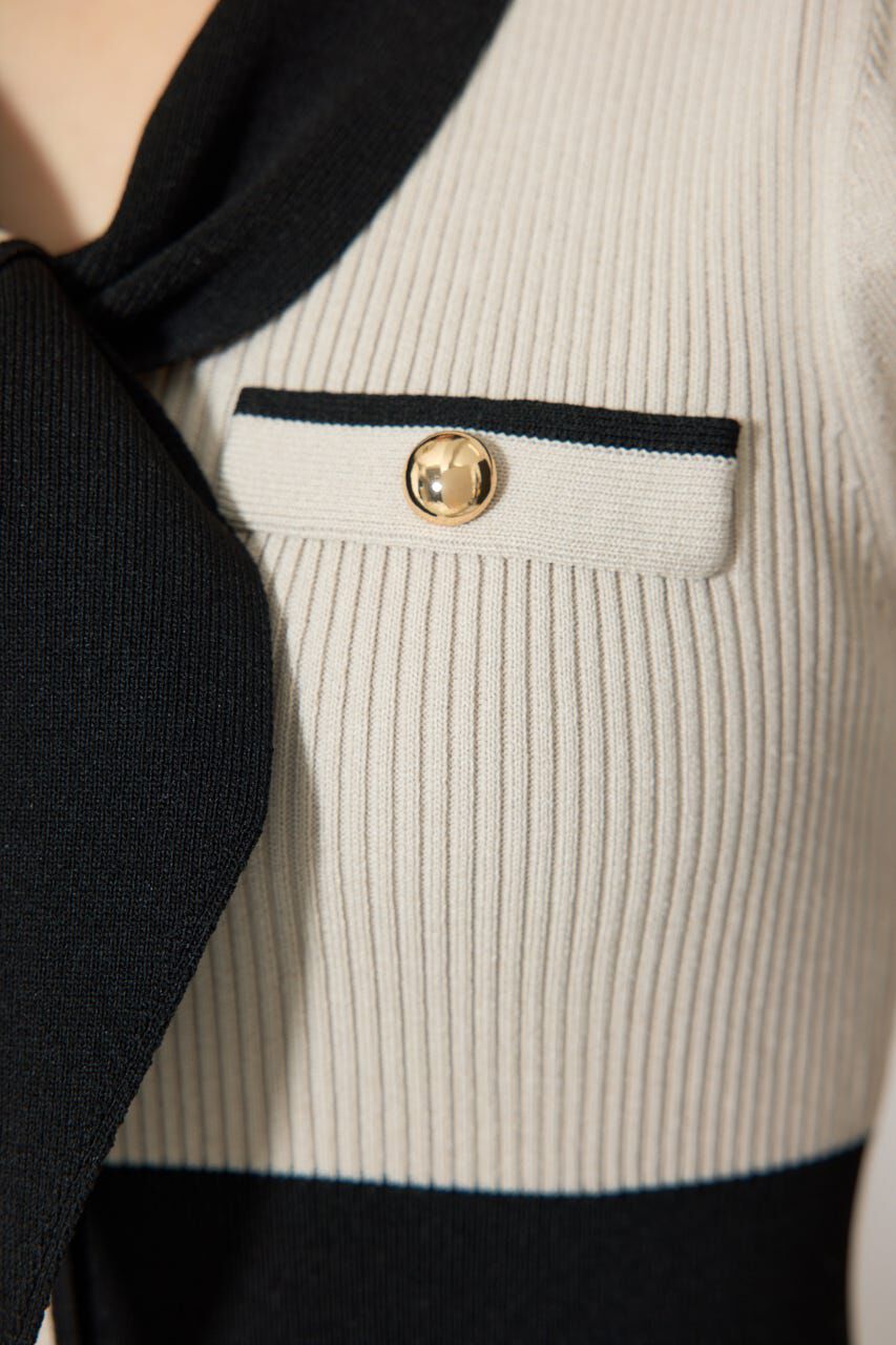 rienda「バイカラーパフスリーブミニニットワンピース」|ワンピース|