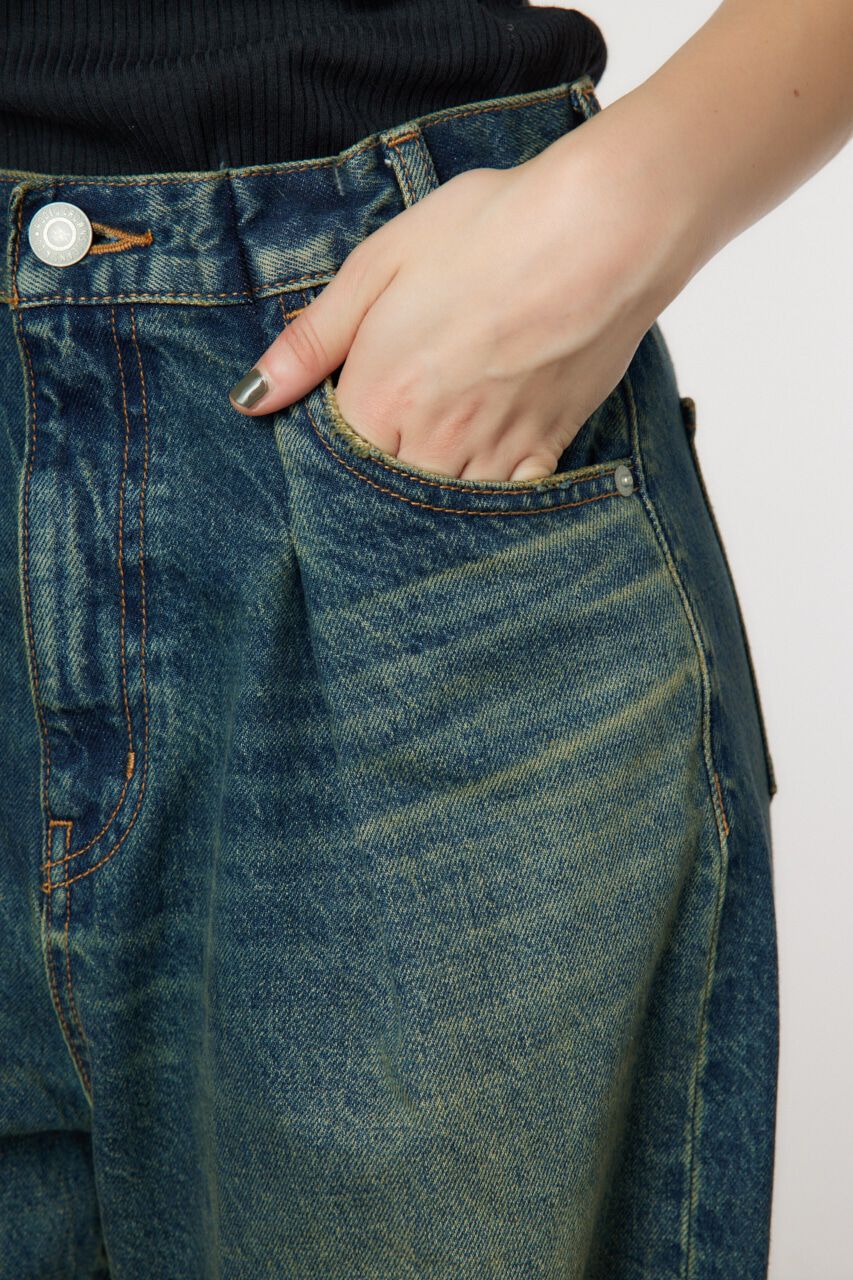 RODEO CROWNS「タックワイドクラッシュデニムパンツ」|デニム|