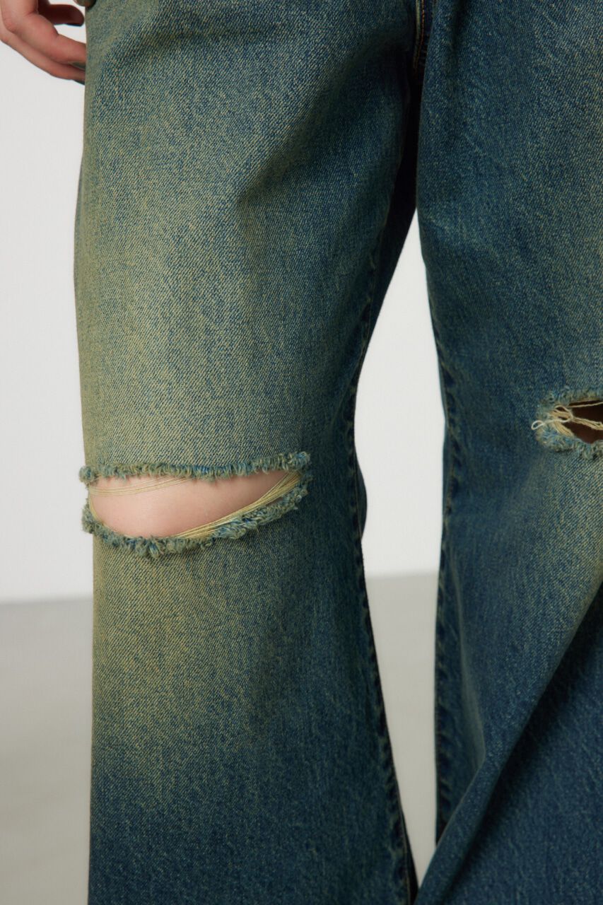 RODEO CROWNS「タックワイドクラッシュデニムパンツ」|デニム|