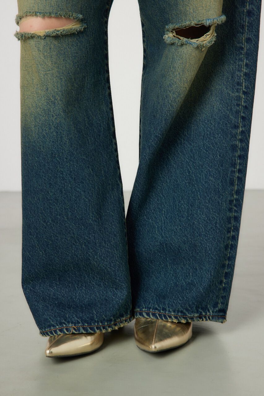 RODEO CROWNS「タックワイドクラッシュデニムパンツ」|デニム|