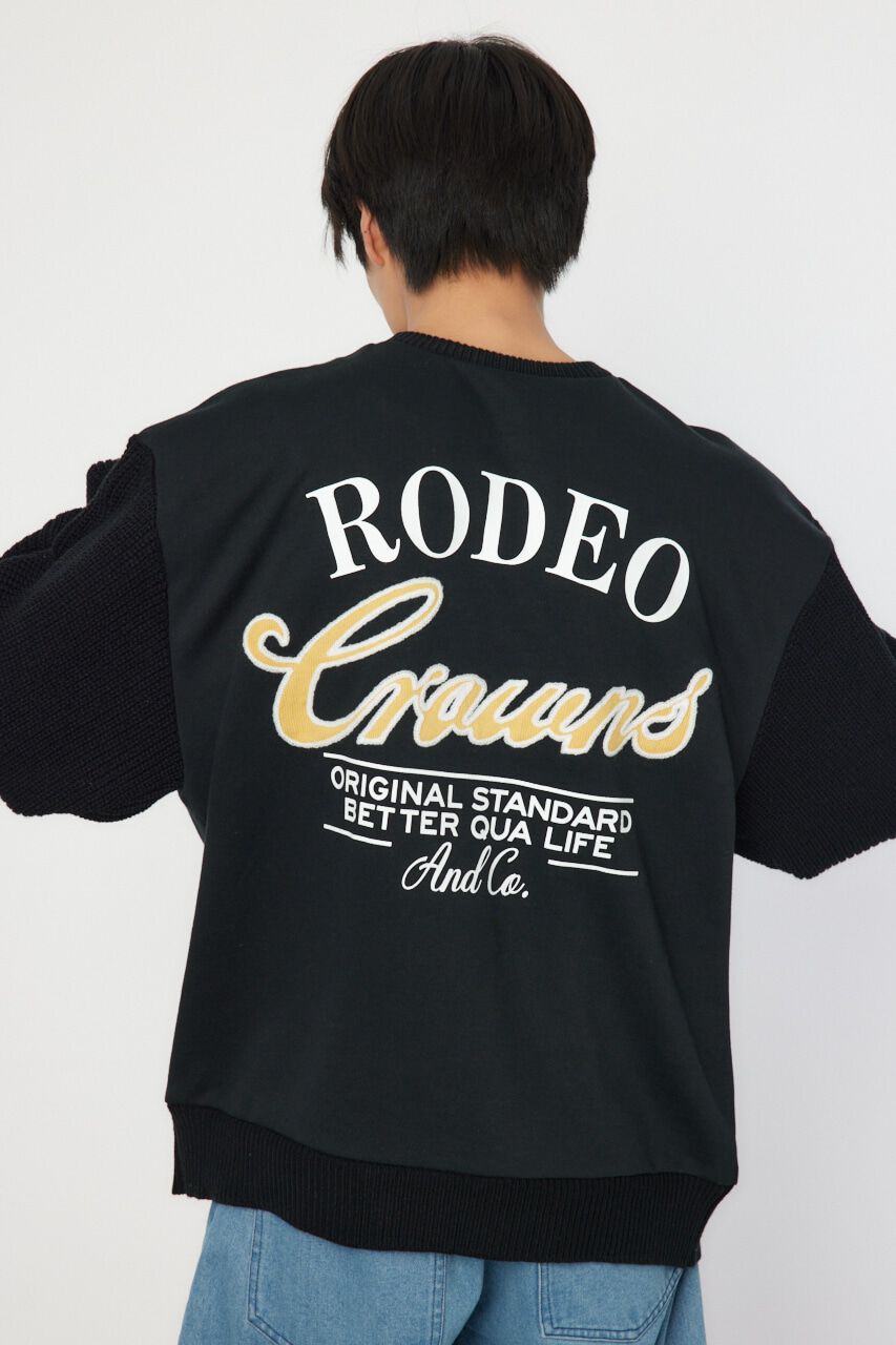 RODEO CROWNS「メンズドッキングロゴニットトップス」|ニット・セーター|BLK