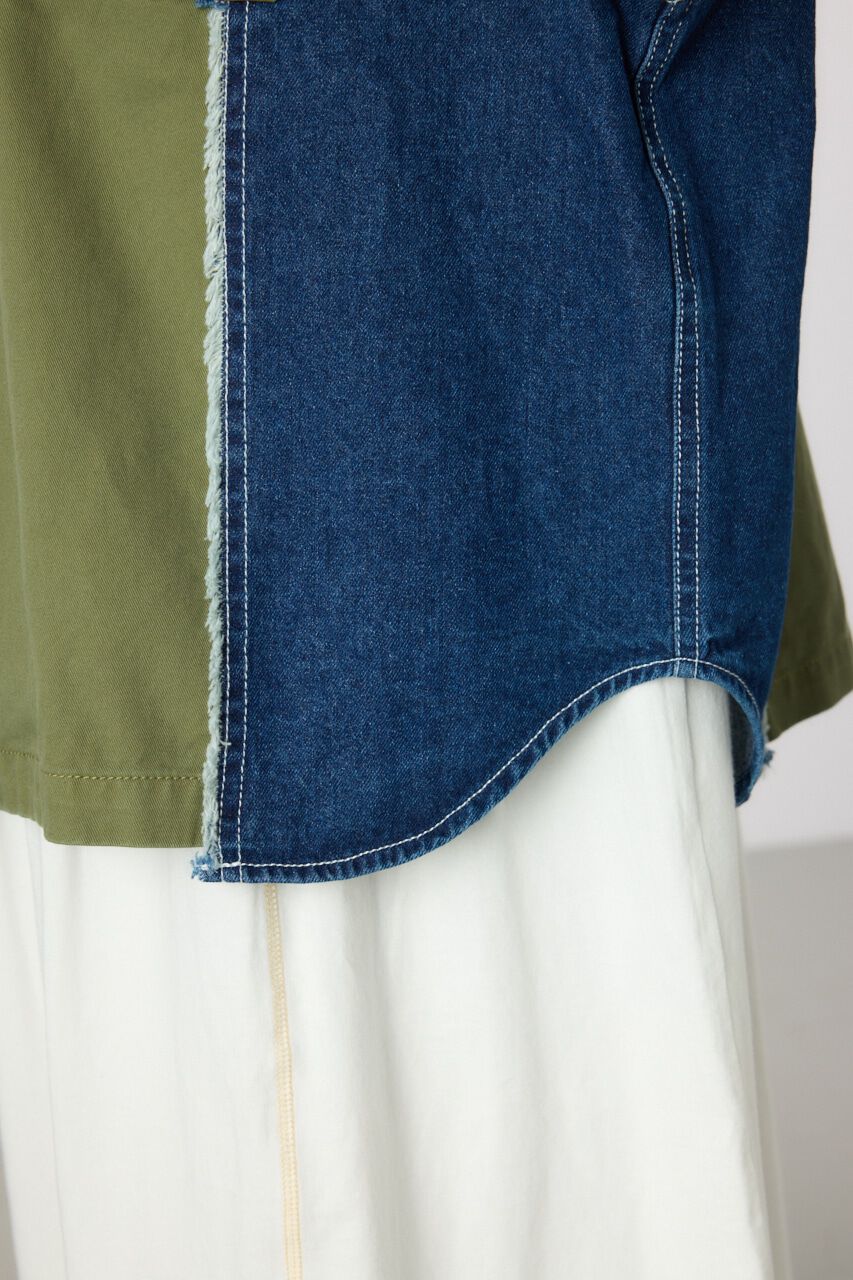 RODEO CROWNS「デニムドッキングミリタリールーズシャツ」|シャツ・ブラウス|