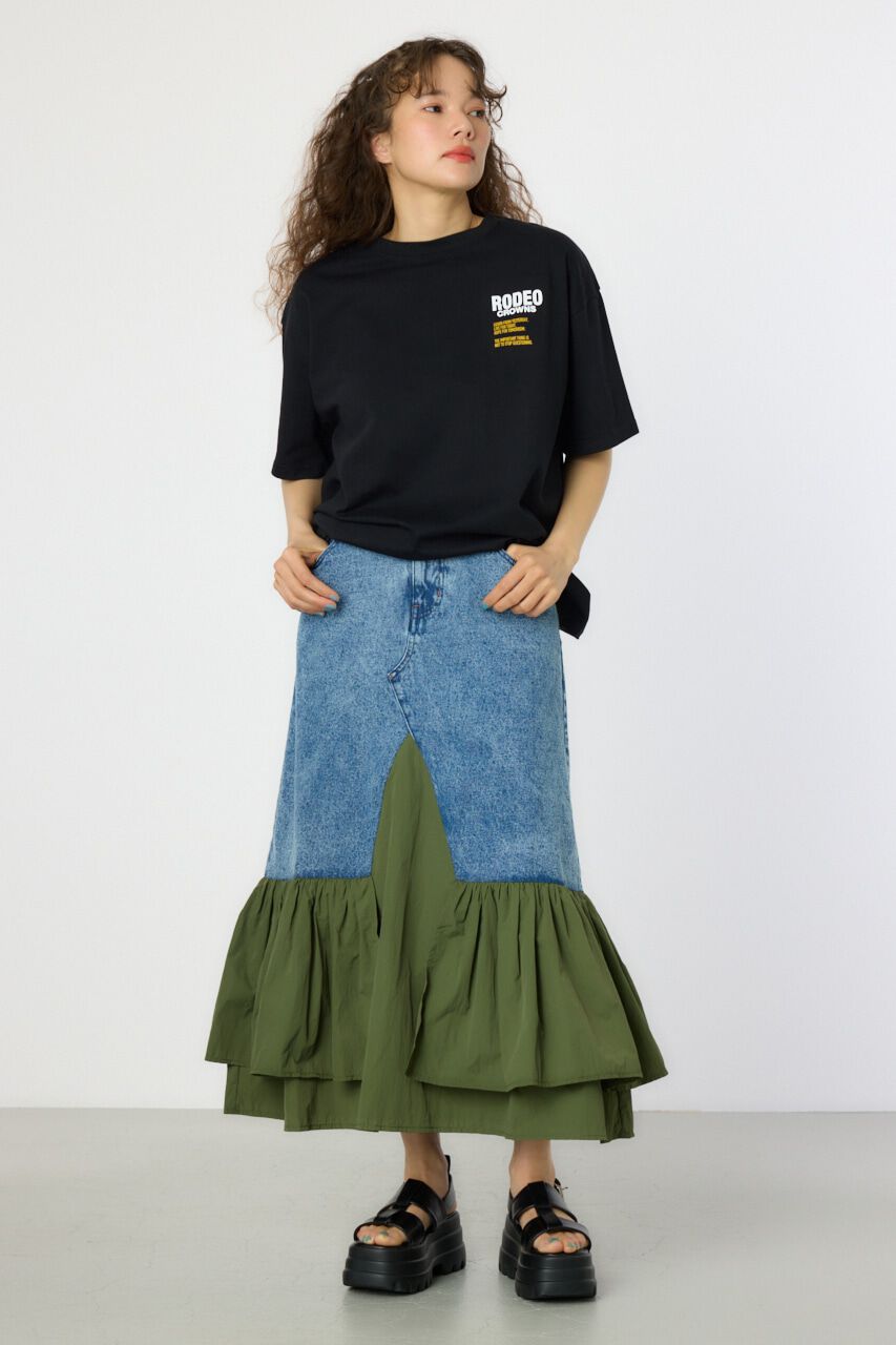 RODEO CROWNS「ケミカルデニム&times;ミリタリースカート」|スカート|
